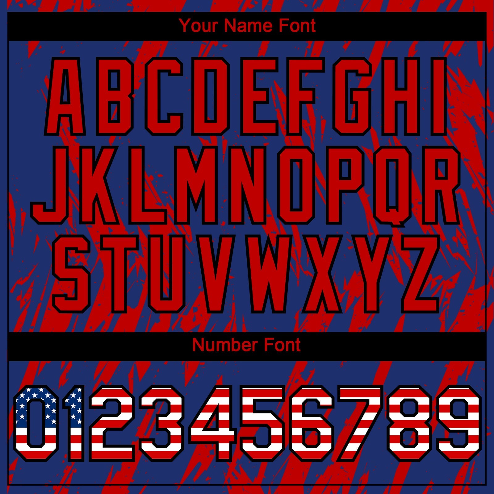 Custom Royal Vintage USA Flag Black-Red Splatter Torn Sharp Brush Stroke Authentic Baseball Jersey view 5