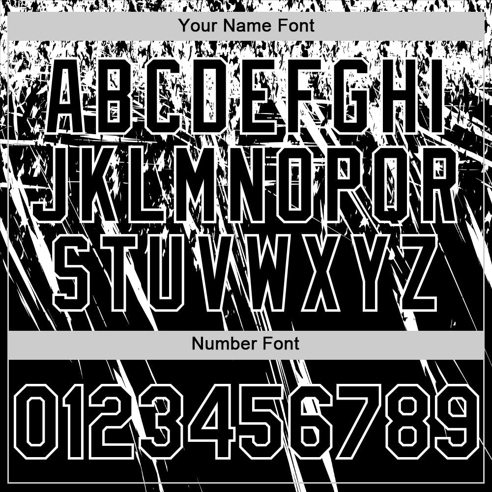 Custom Black White Distressed Scratch Brush Stroke Authentic Baseball Jersey view 5