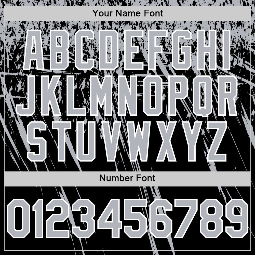 Custom Black Gray-White Distressed Scratch Brush Stroke Authentic Baseball Jersey view 5