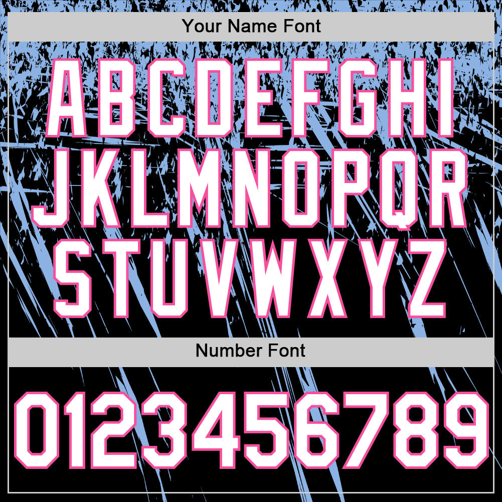 Custom Black White Light Blue-Pink Distressed Scratch Brush Stroke Authentic Baseball Jersey view 5