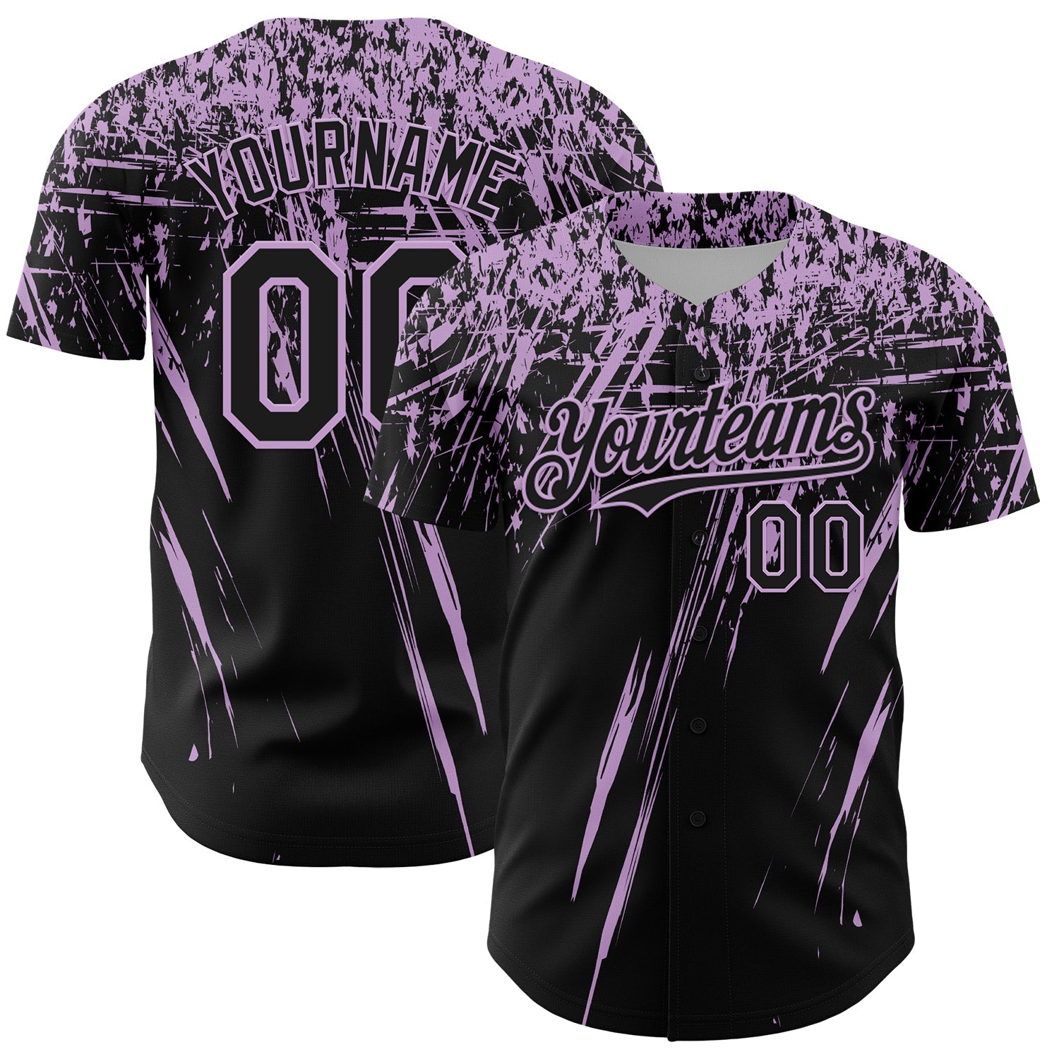 Custom Black Light Purple Distressed Scratch Brush Stroke Authentic Baseball Jersey - Main View
