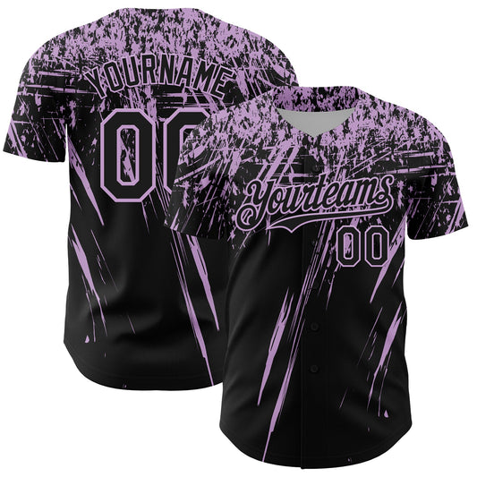 Custom Black Light Purple Distressed Scratch Brush Stroke Authentic Baseball Jersey - Main View