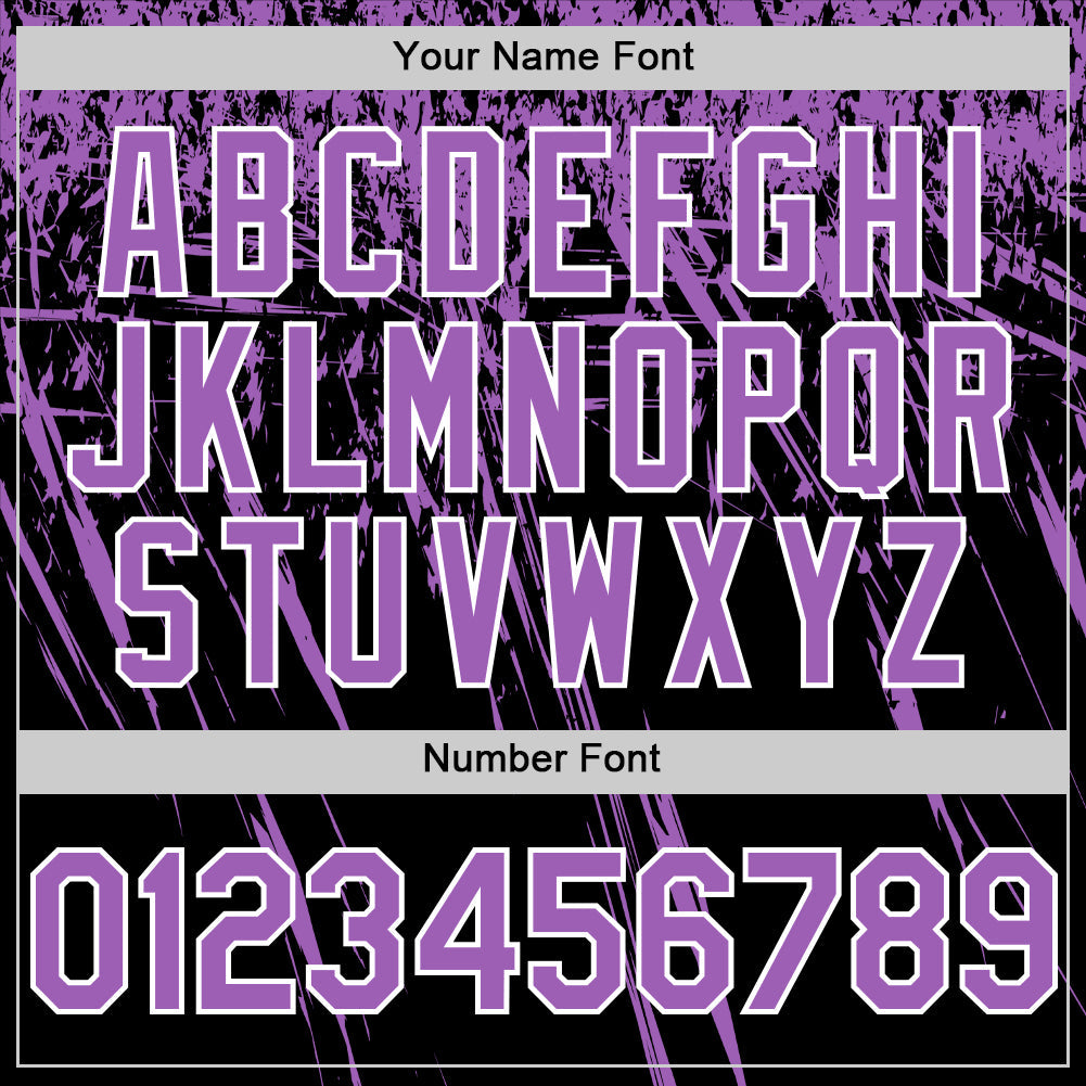 Custom Black Medium Purple-White Distressed Scratch Brush Stroke Authentic Baseball Jersey view 5
