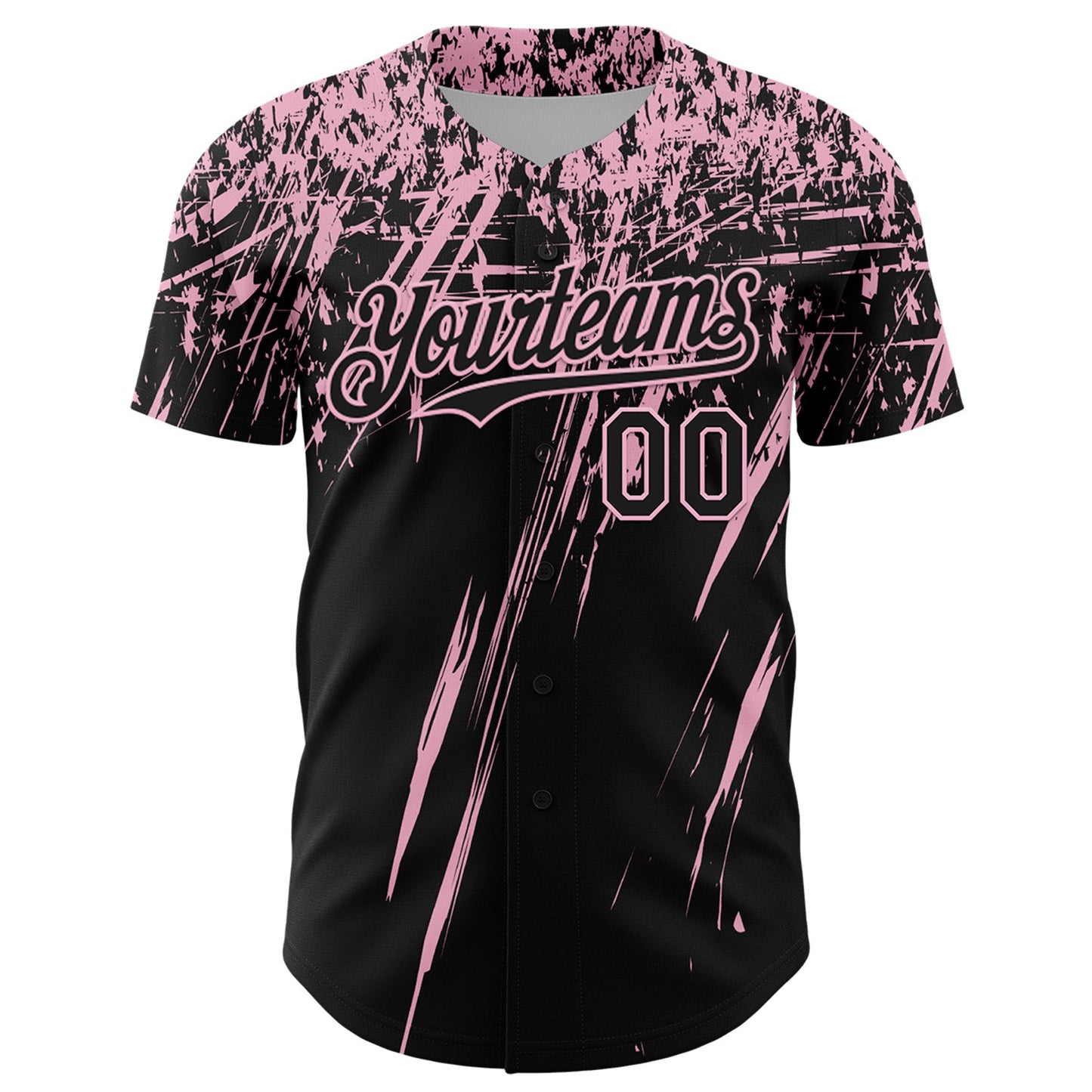 Custom Black Light Pink Distressed Scratch Brush Stroke Authentic Baseball Jersey view 2