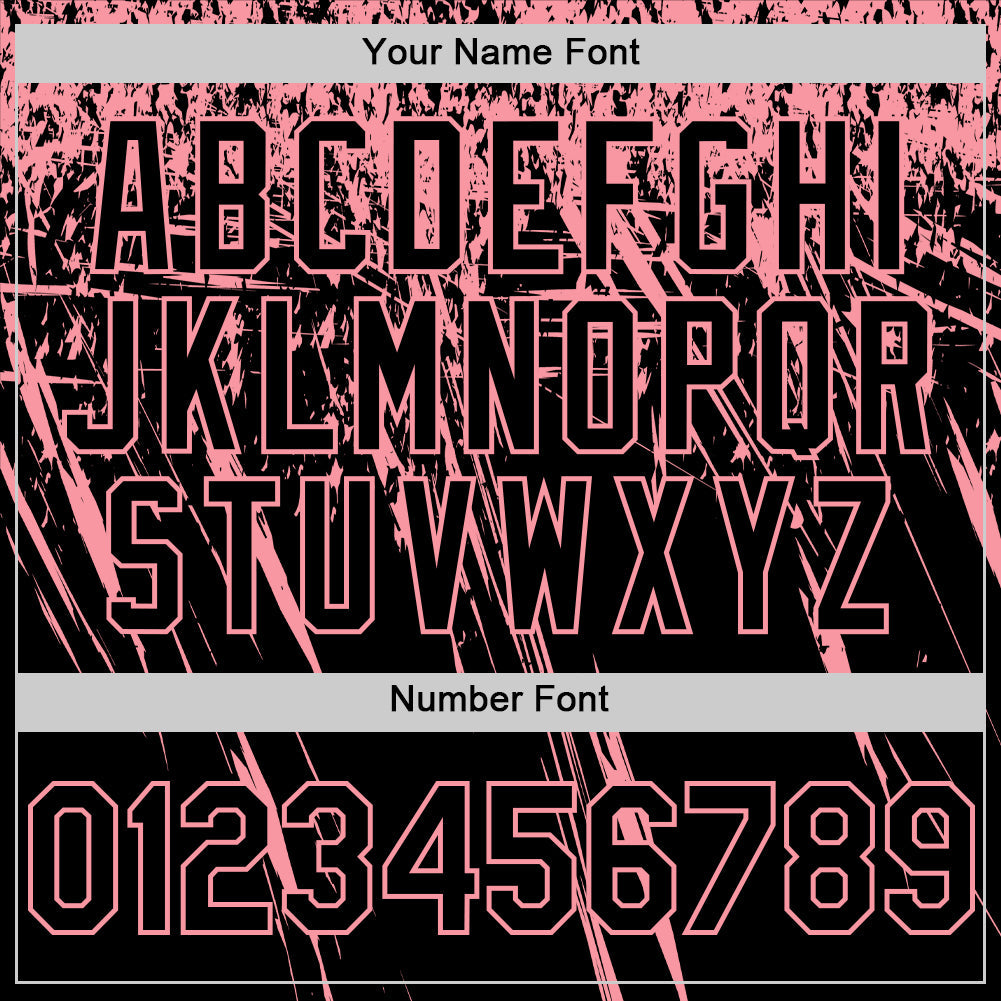 Custom Black Medium Pink Distressed Scratch Brush Stroke Authentic Baseball Jersey view 5