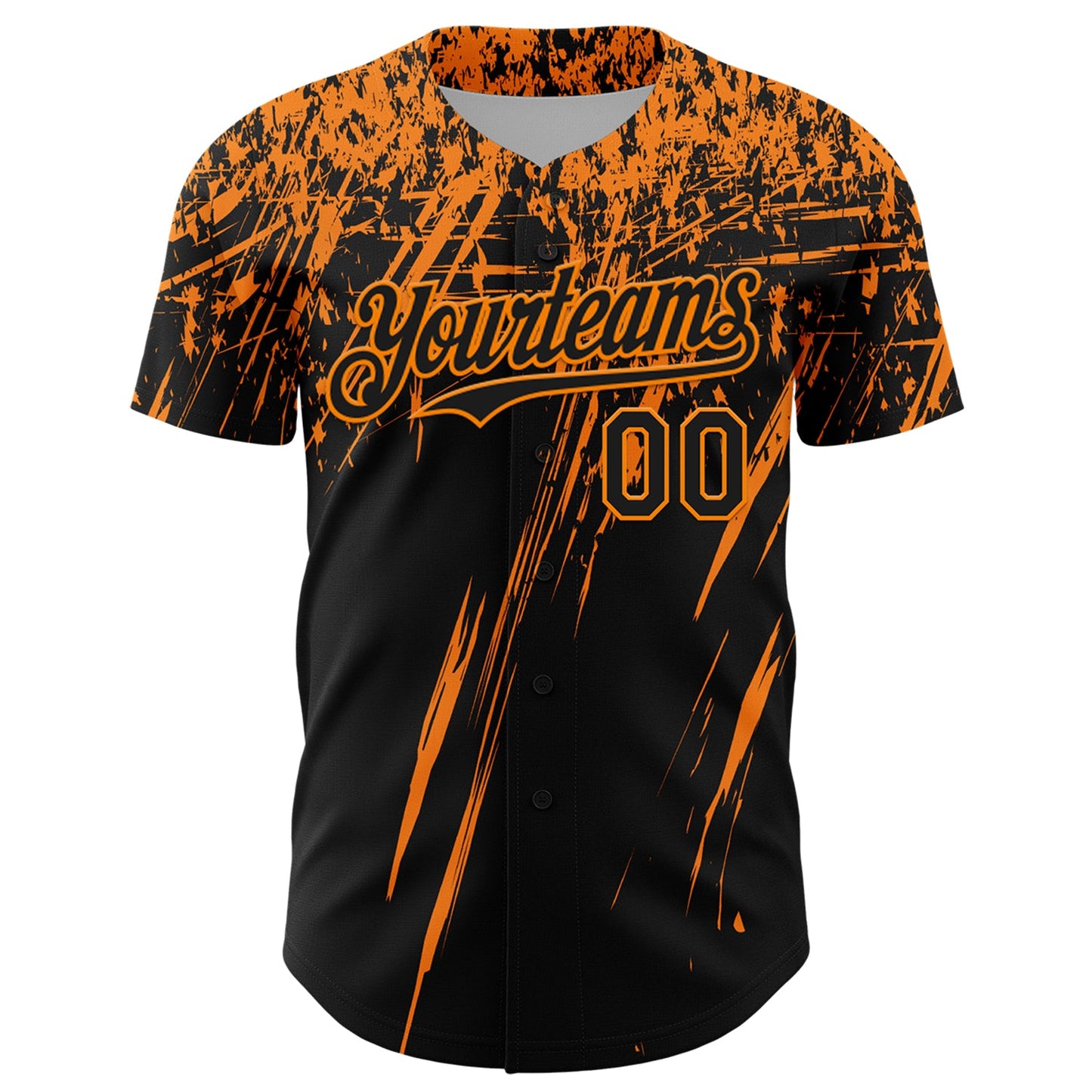Custom Black Bay Orange Distressed Scratch Brush Stroke Authentic Baseball Jersey view 2