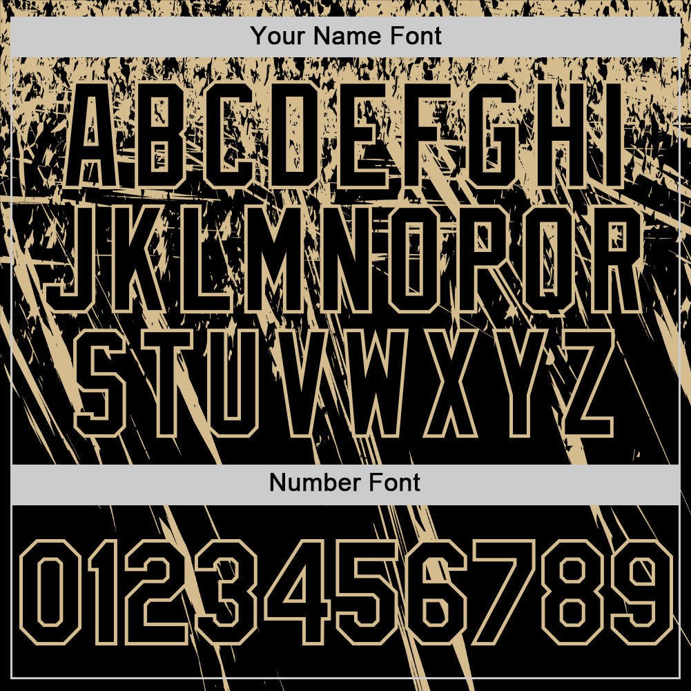Custom Black Vegas Gold Distressed Scratch Brush Stroke Authentic Baseball Jersey view 5