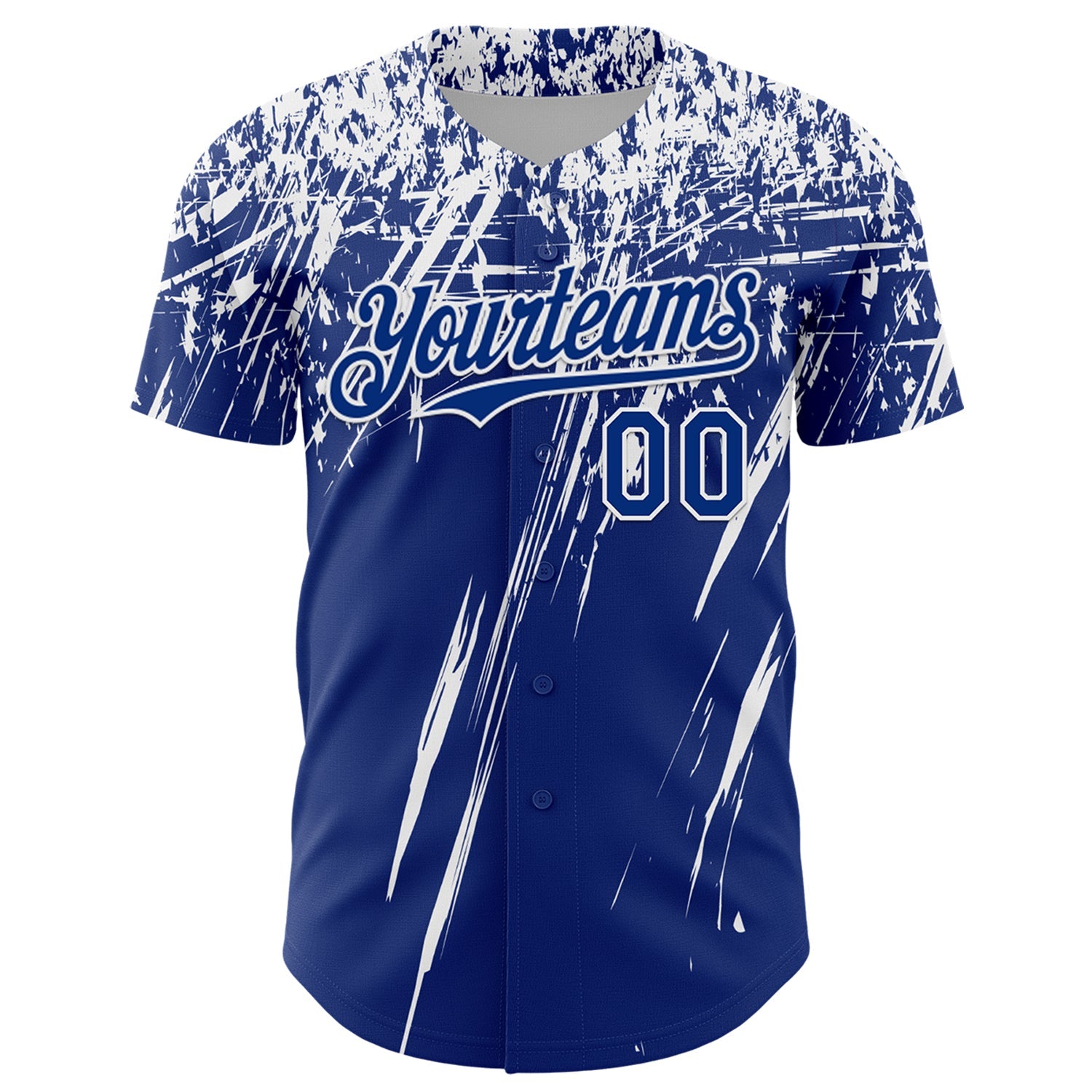 Custom Royal White Distressed Scratch Brush Stroke Authentic Baseball Jersey view 2
