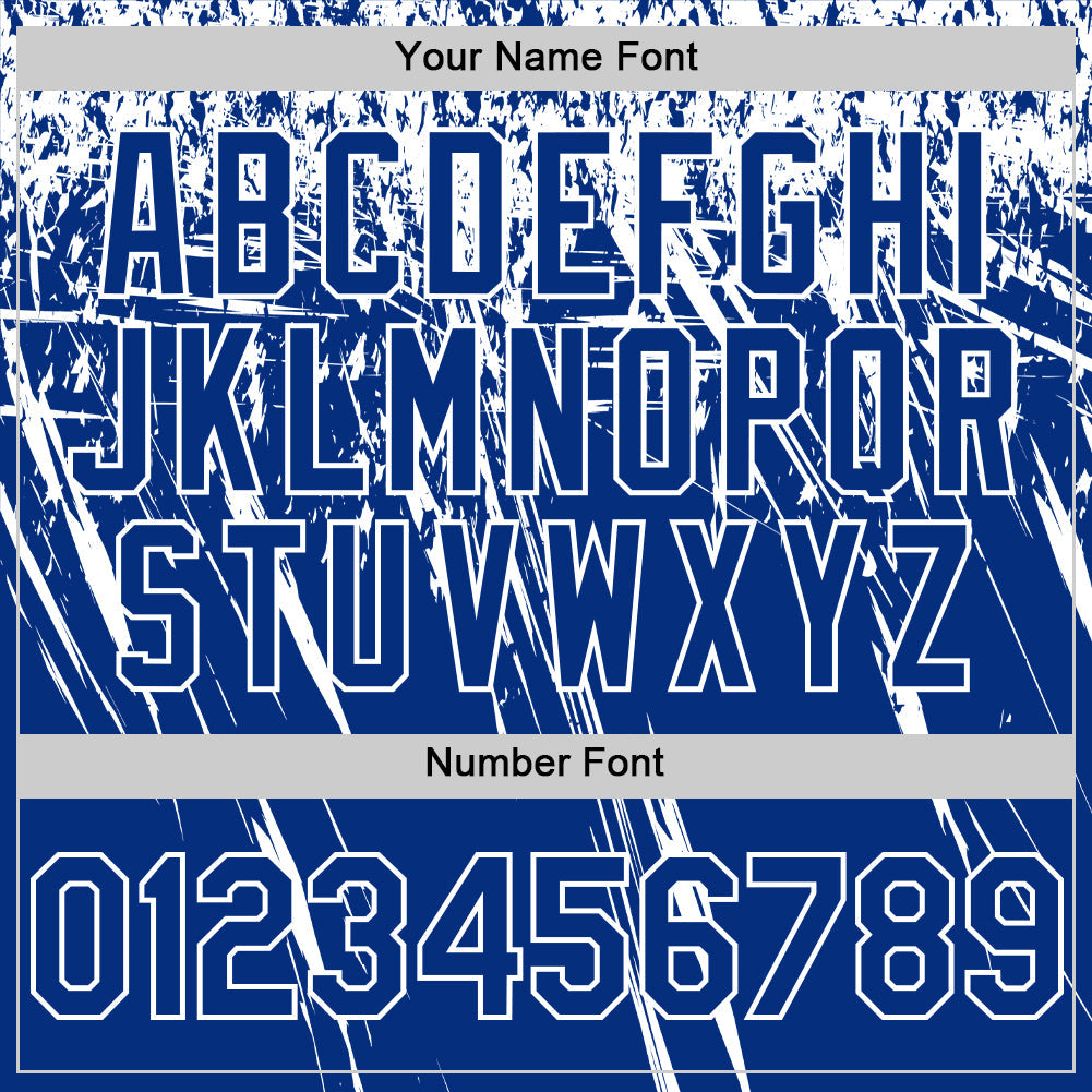 Custom Royal White Distressed Scratch Brush Stroke Authentic Baseball Jersey view 5