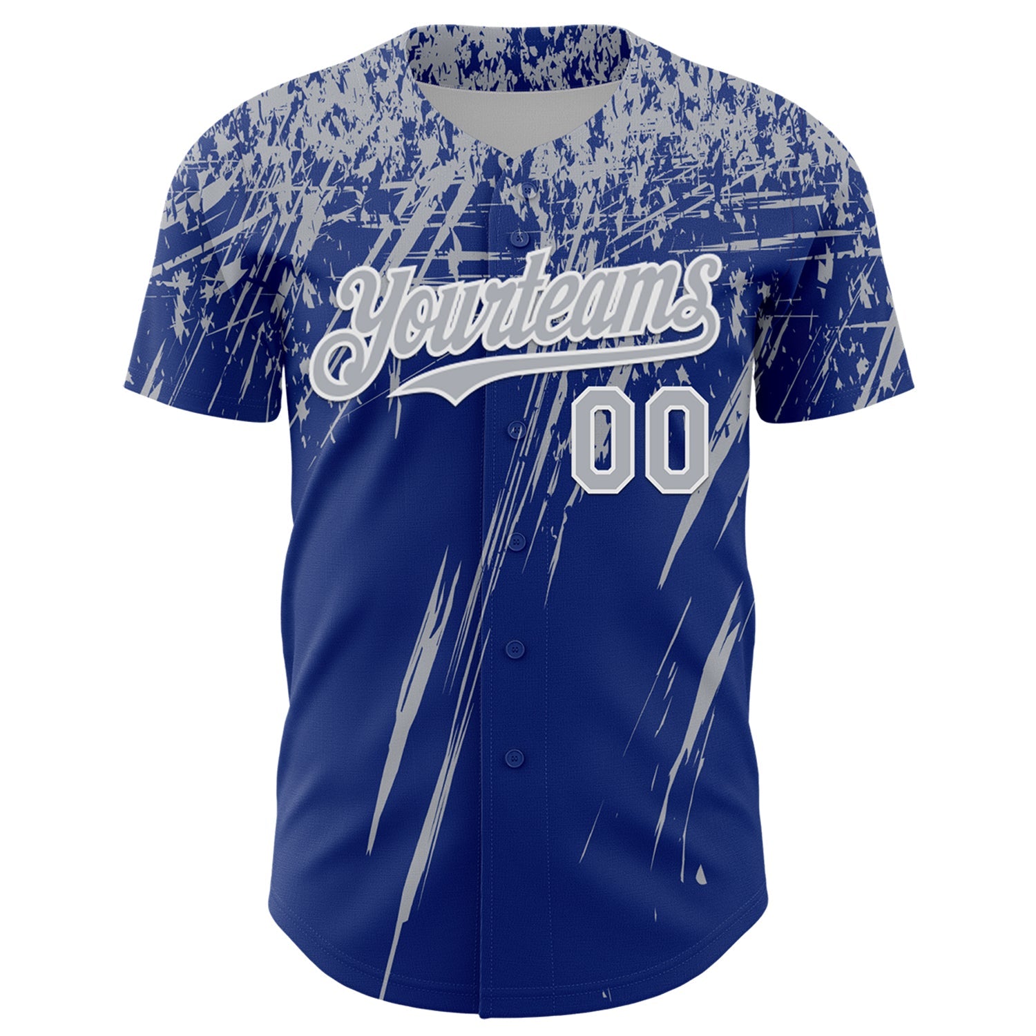 Custom Royal Gray-White Distressed Scratch Brush Stroke Authentic Baseball Jersey view 2
