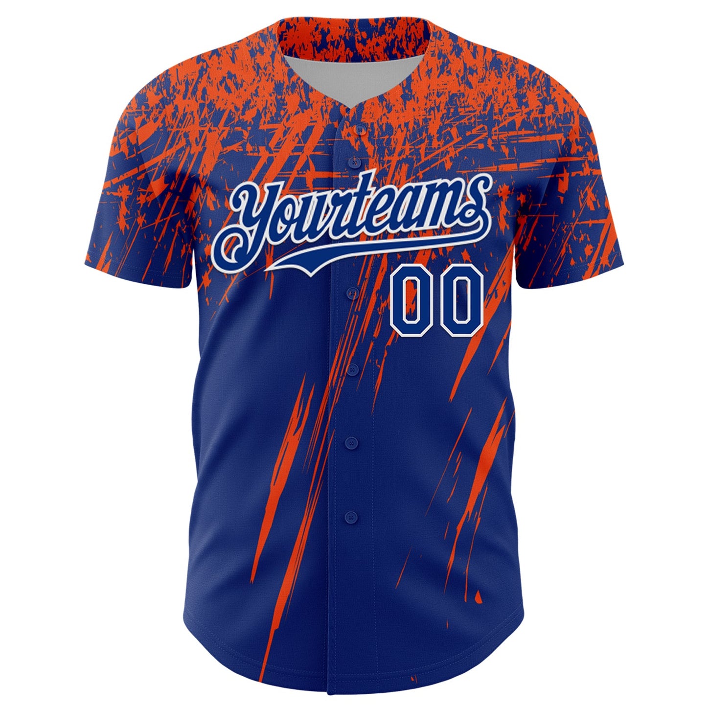Custom Royal Orange-White Distressed Scratch Brush Stroke Authentic Baseball Jersey view 2