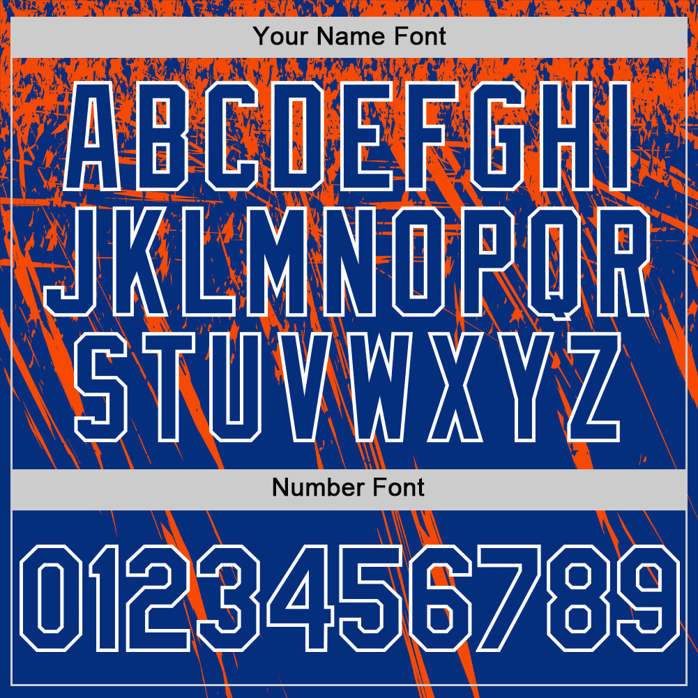 Custom Royal Orange-White Distressed Scratch Brush Stroke Authentic Baseball Jersey view 5