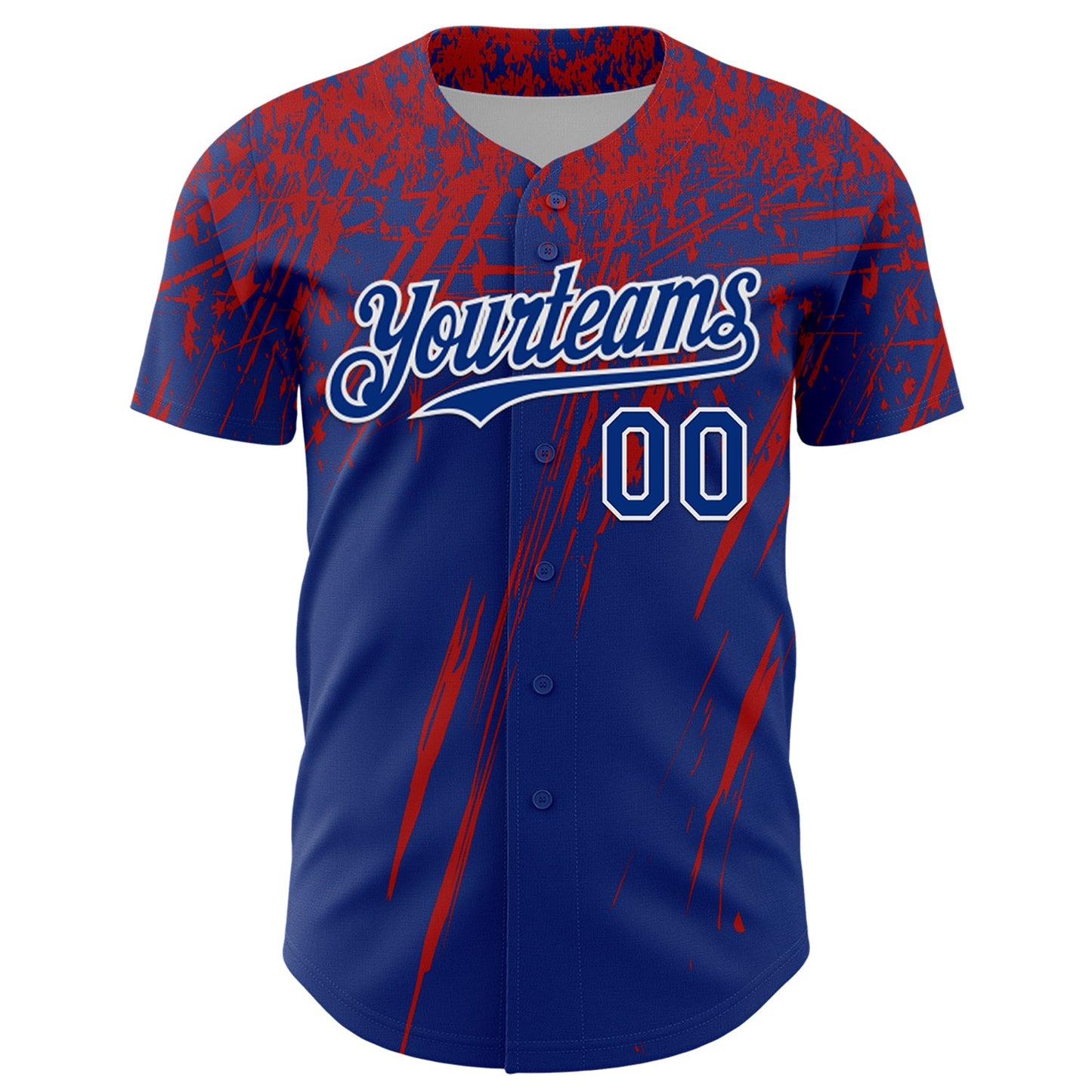 Custom Royal Red-White Distressed Scratch Brush Stroke Authentic Baseball Jersey view 2