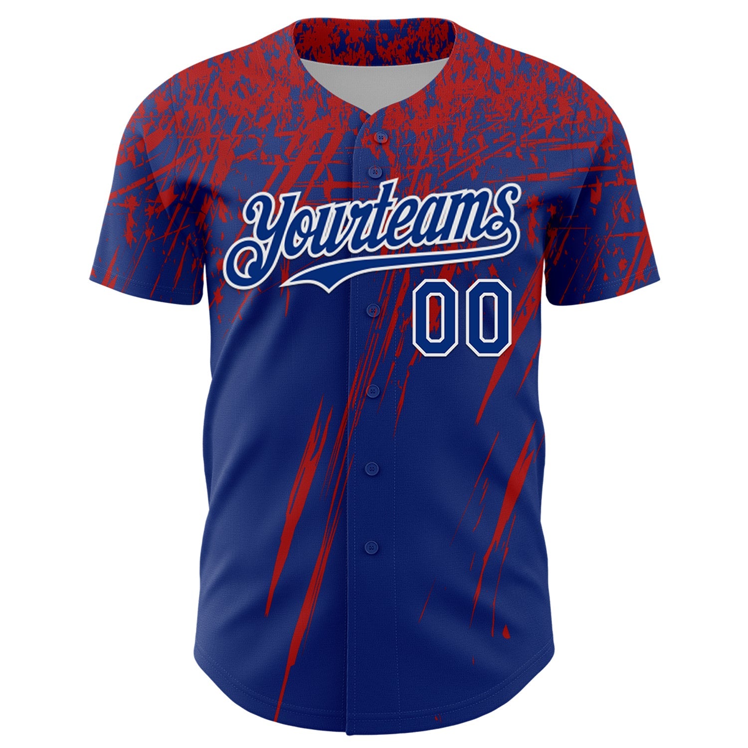Custom Royal Red-White Distressed Scratch Brush Stroke Authentic Baseball Jersey view 2