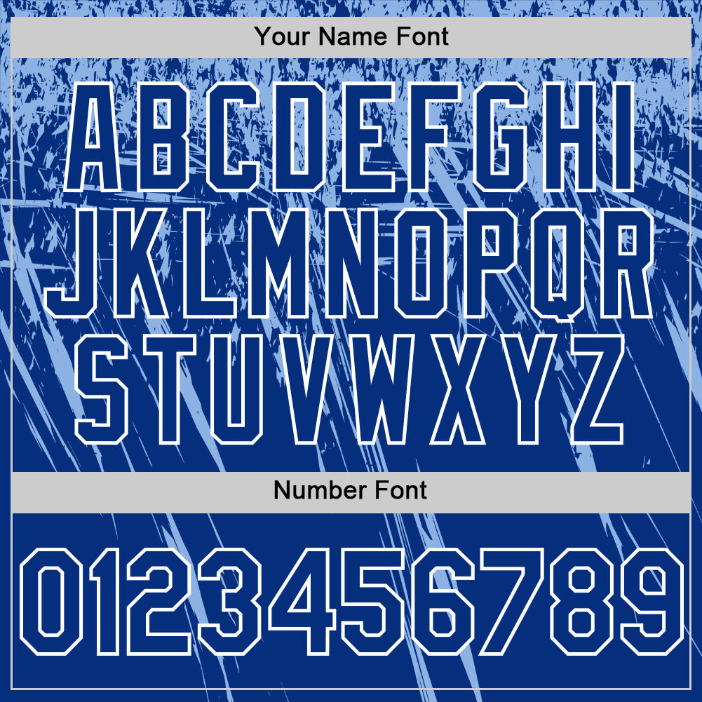 Custom Royal Light Blue-White Distressed Scratch Brush Stroke Authentic Baseball Jersey view 5