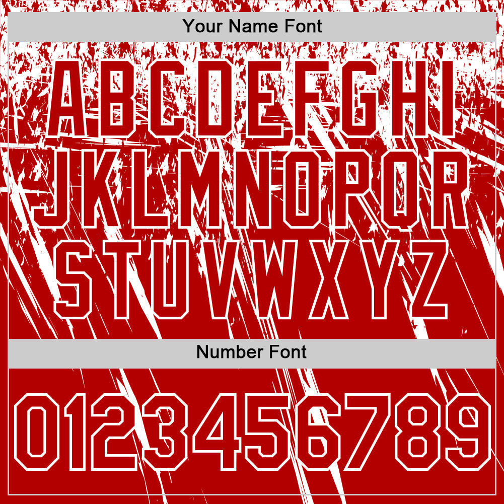 Custom Red White Distressed Scratch Brush Stroke Authentic Baseball Jersey view 5