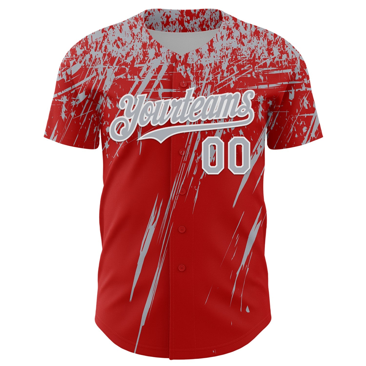 Custom Red Gray-White Distressed Scratch Brush Stroke Authentic Baseball Jersey view 2