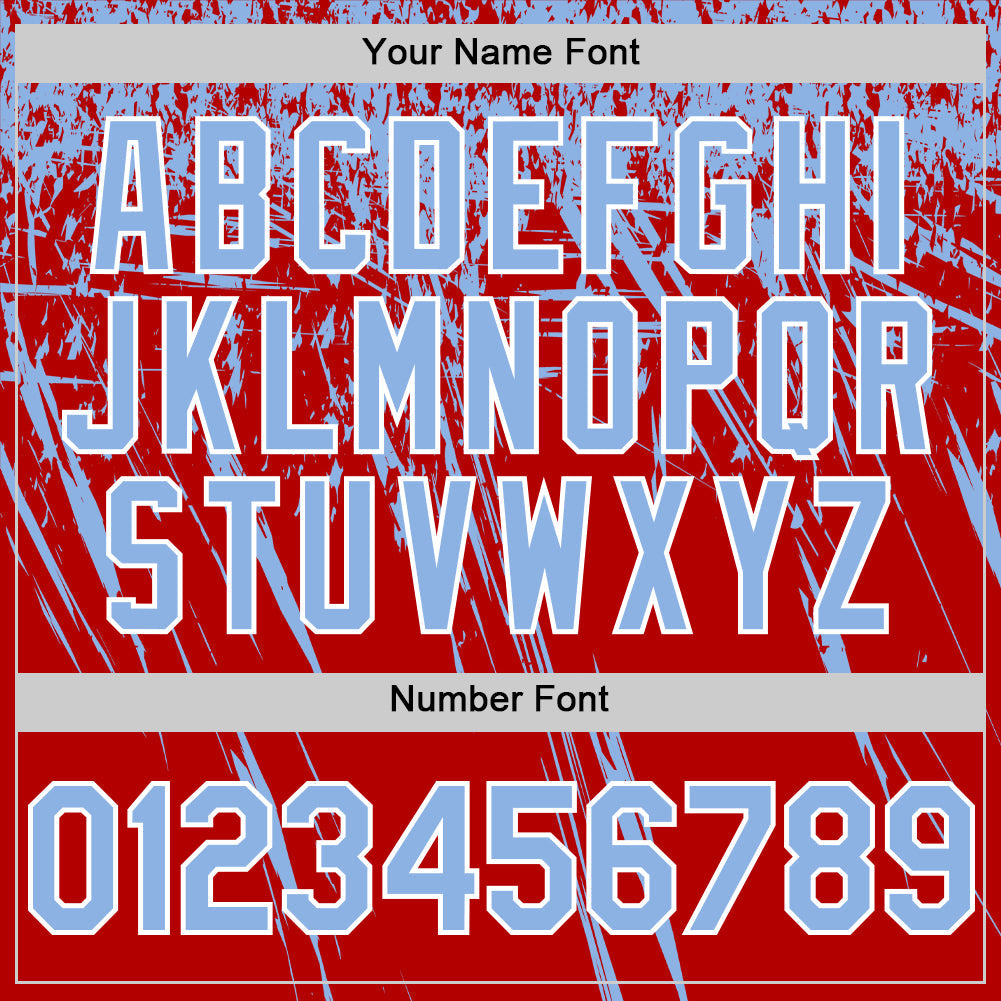 Custom Red Light Blue-White Distressed Scratch Brush Stroke Authentic Baseball Jersey view 5