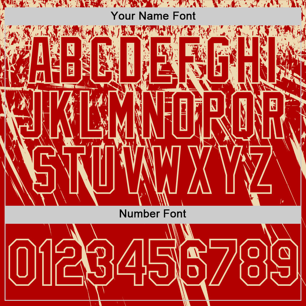 Custom Red Cream Distressed Scratch Brush Stroke Authentic Baseball Jersey view 5