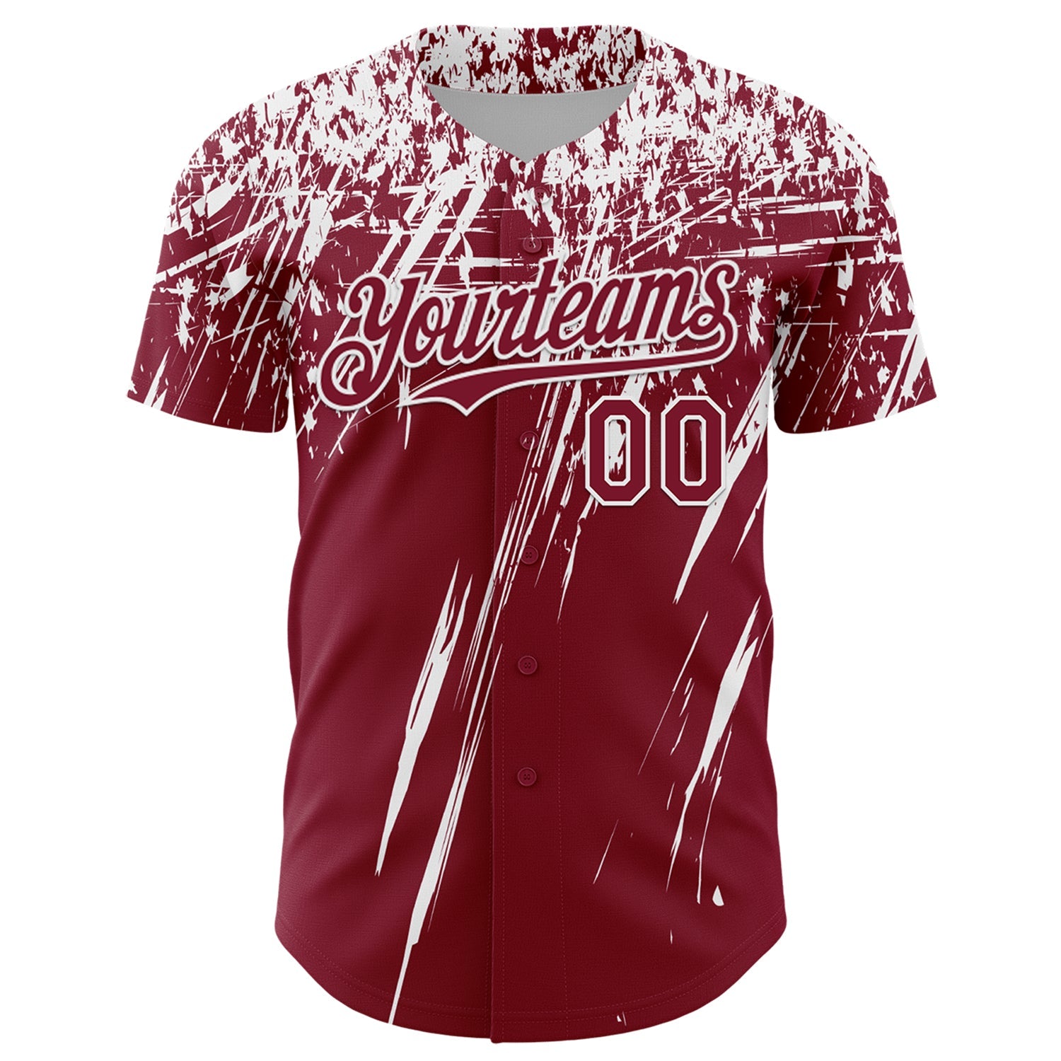 Custom Crimson White Distressed Scratch Brush Stroke Authentic Baseball Jersey view 2