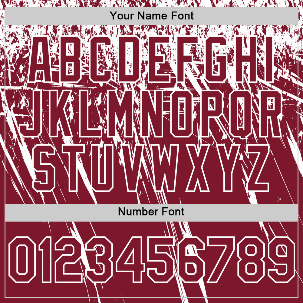 Custom Crimson White Distressed Scratch Brush Stroke Authentic Baseball Jersey view 5