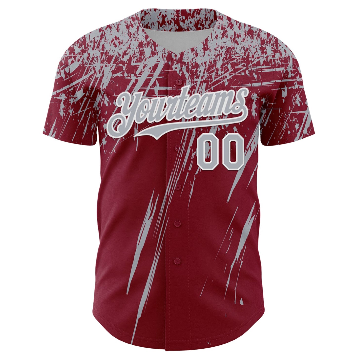 Custom Crimson Gray-White Distressed Scratch Brush Stroke Authentic Baseball Jersey view 2