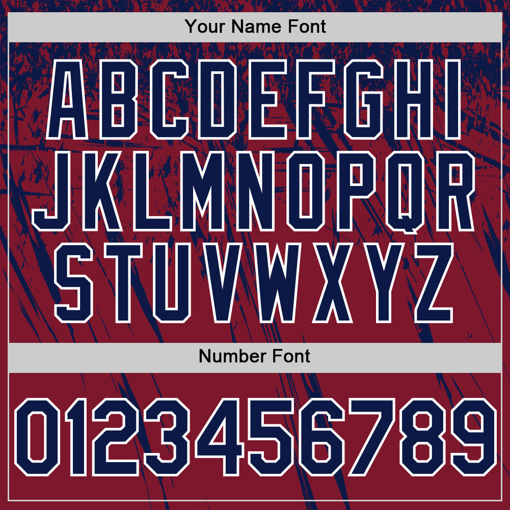 Custom Crimson Navy-White Distressed Scratch Brush Stroke Authentic Baseball Jersey view 5