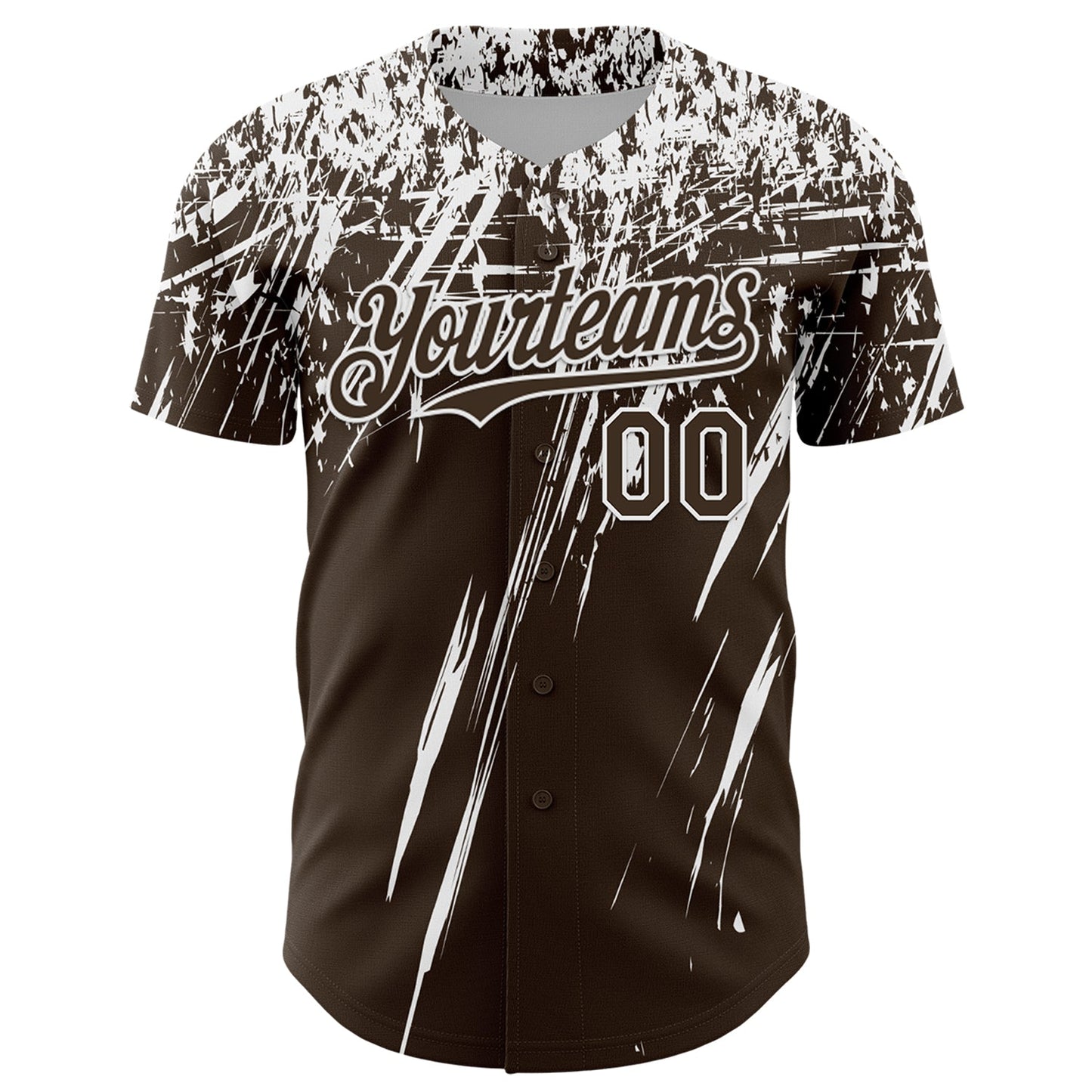 Custom Brown White Distressed Scratch Brush Stroke Authentic Baseball Jersey view 2