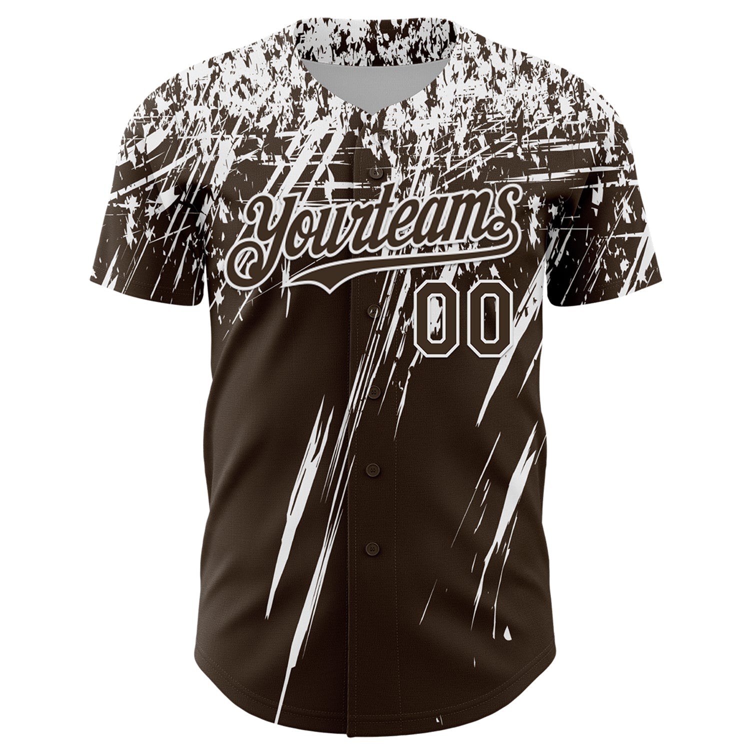 Custom Brown White Distressed Scratch Brush Stroke Authentic Baseball Jersey view 2
