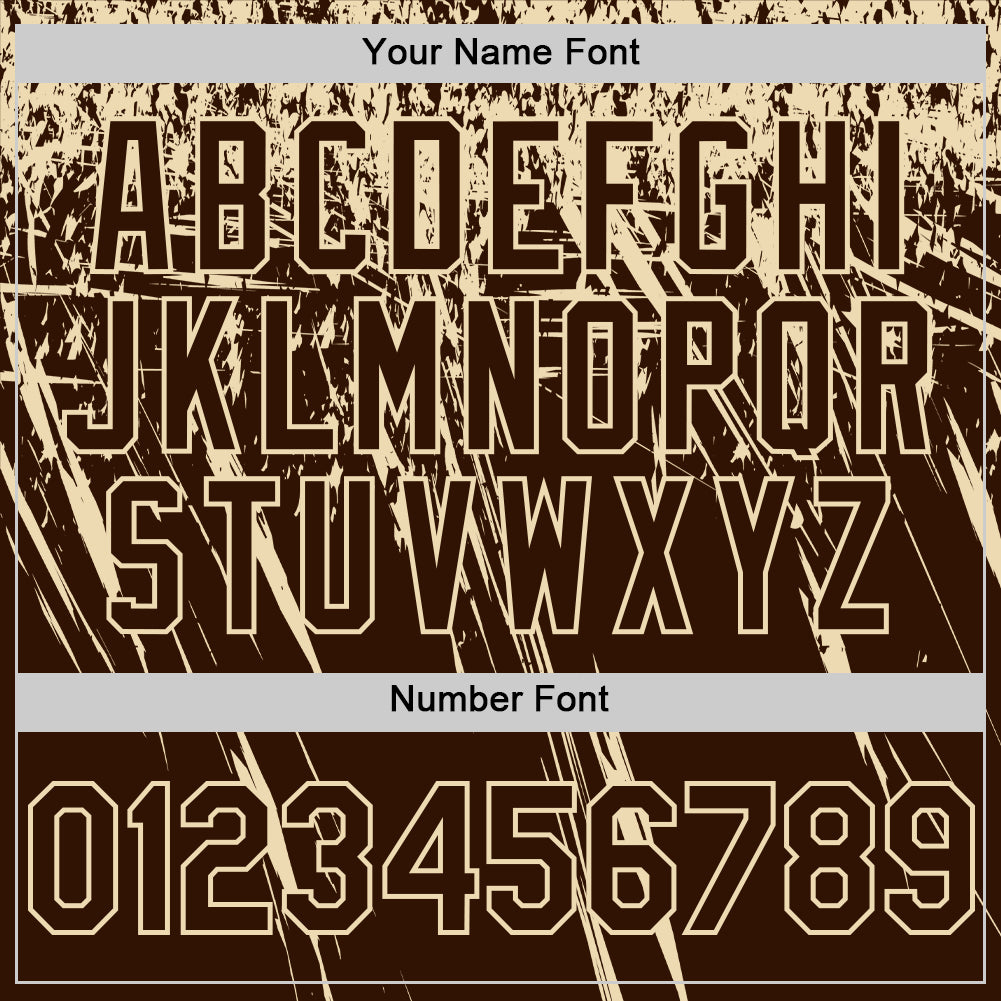 Custom Brown Cream Distressed Scratch Brush Stroke Authentic Baseball Jersey view 5