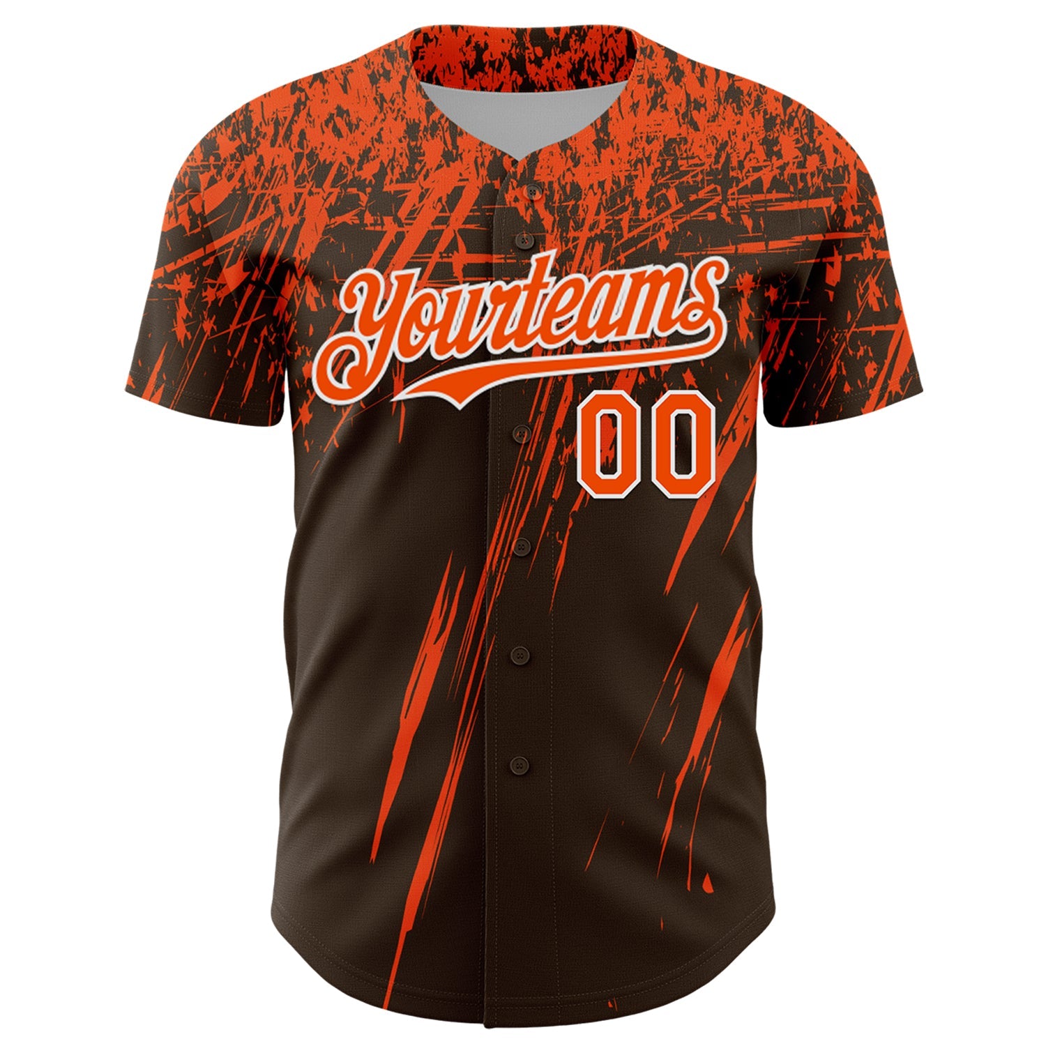 Custom Brown Orange-White Distressed Scratch Brush Stroke Authentic Baseball Jersey view 2