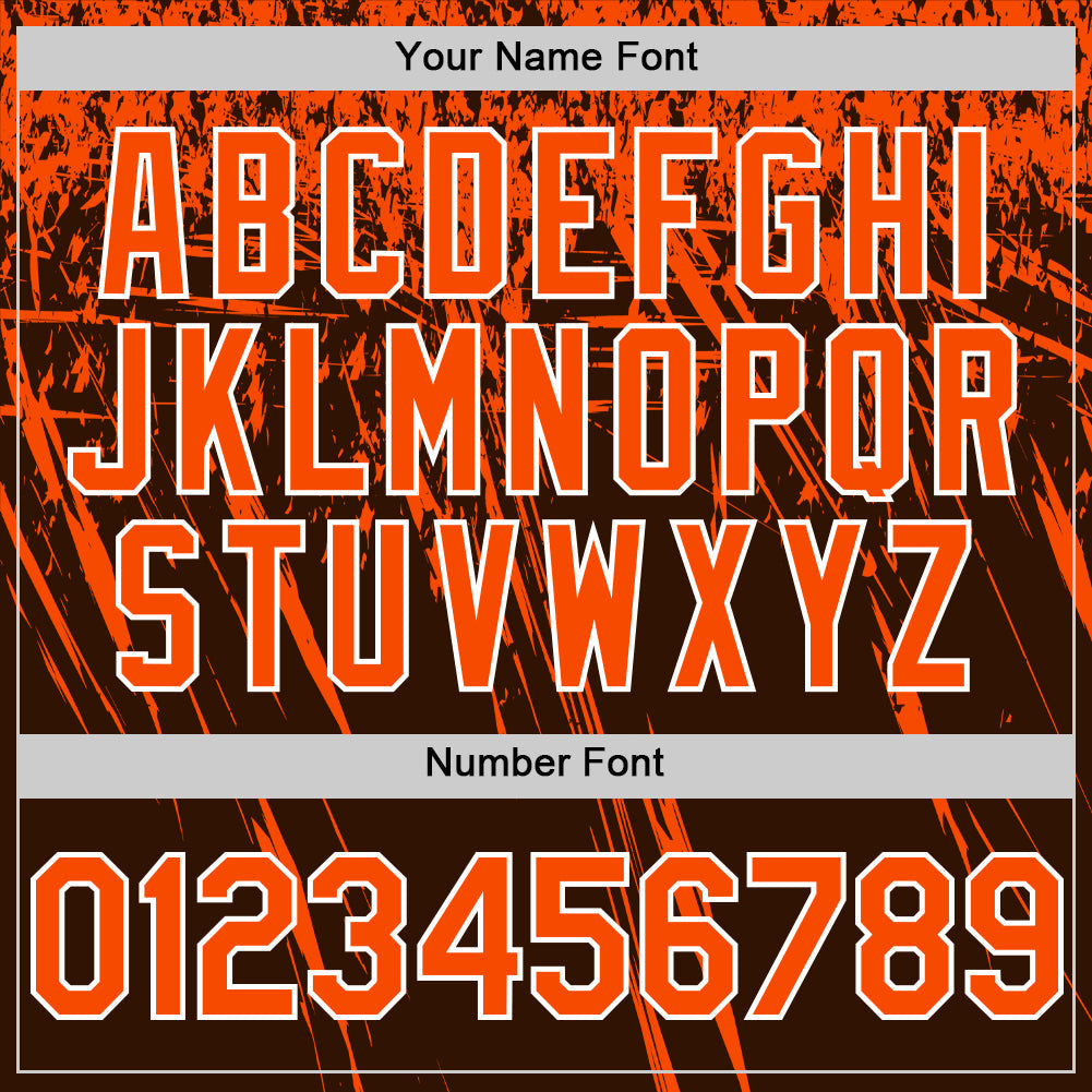 Custom Brown Orange-White Distressed Scratch Brush Stroke Authentic Baseball Jersey view 5