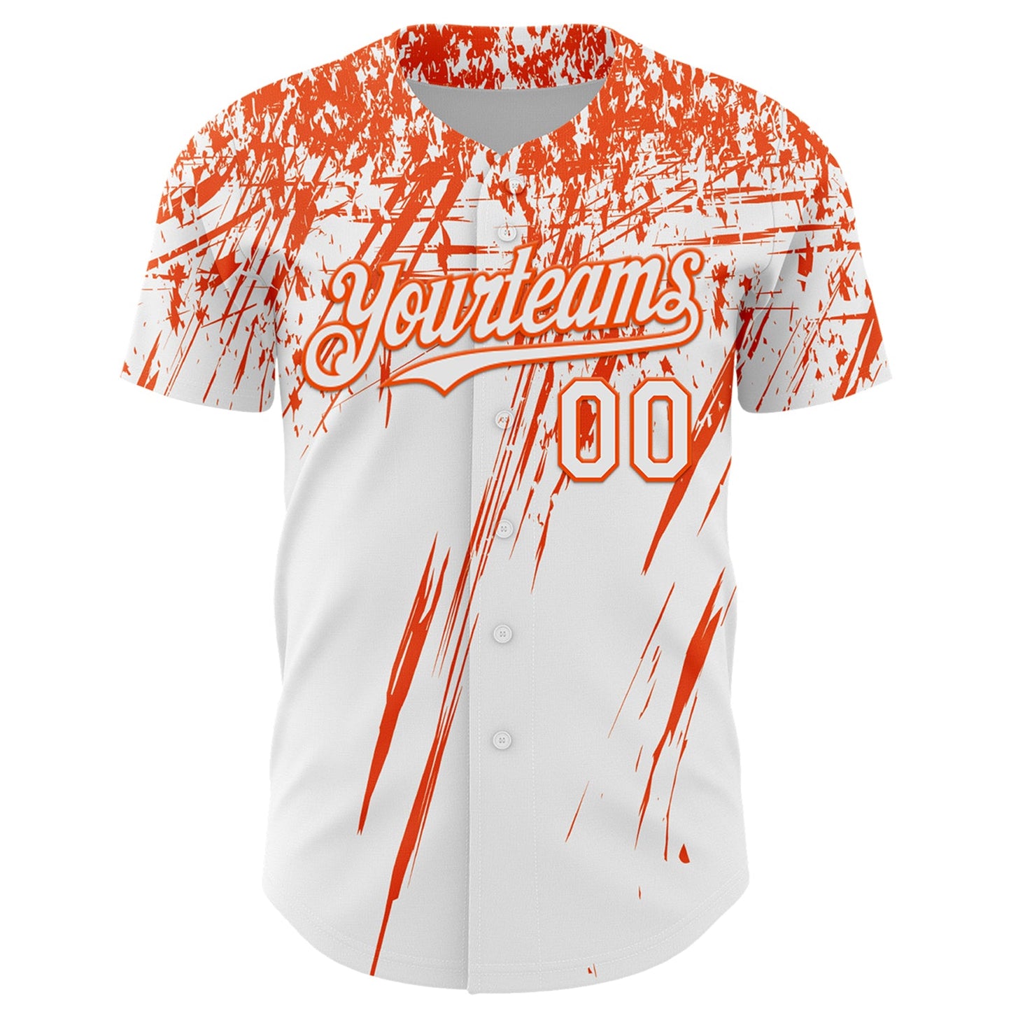 Custom White Orange Distressed Scratch Brush Stroke Authentic Baseball Jersey view 2