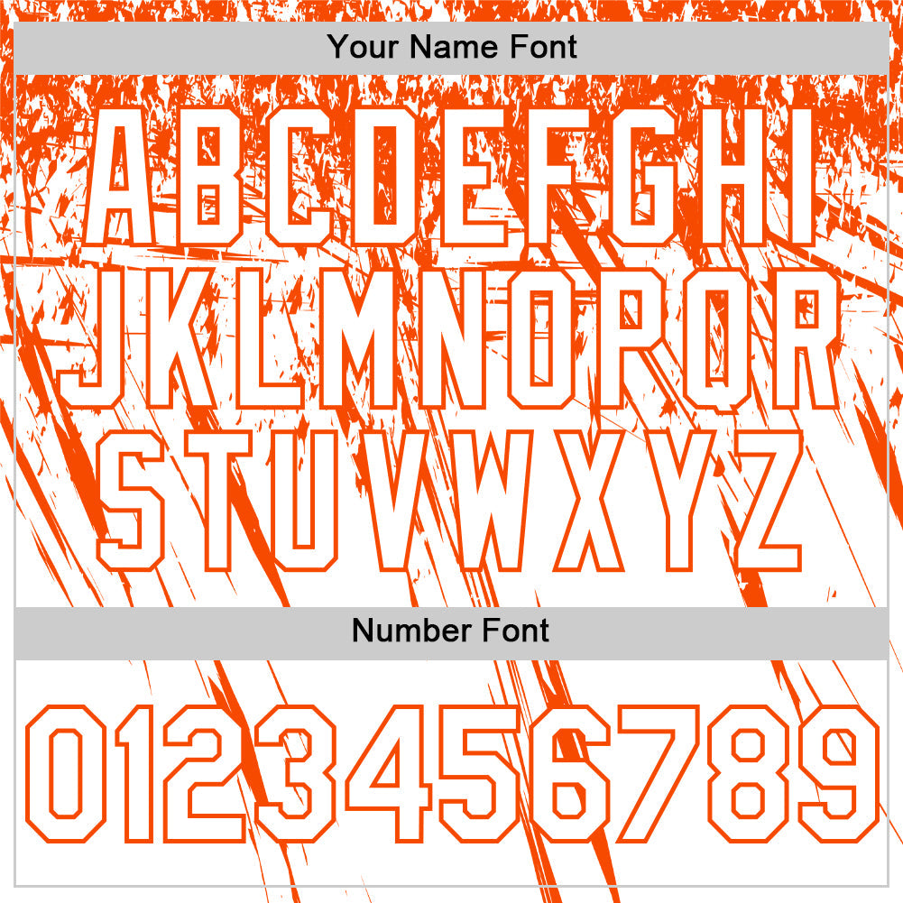 Custom White Orange Distressed Scratch Brush Stroke Authentic Baseball Jersey view 5