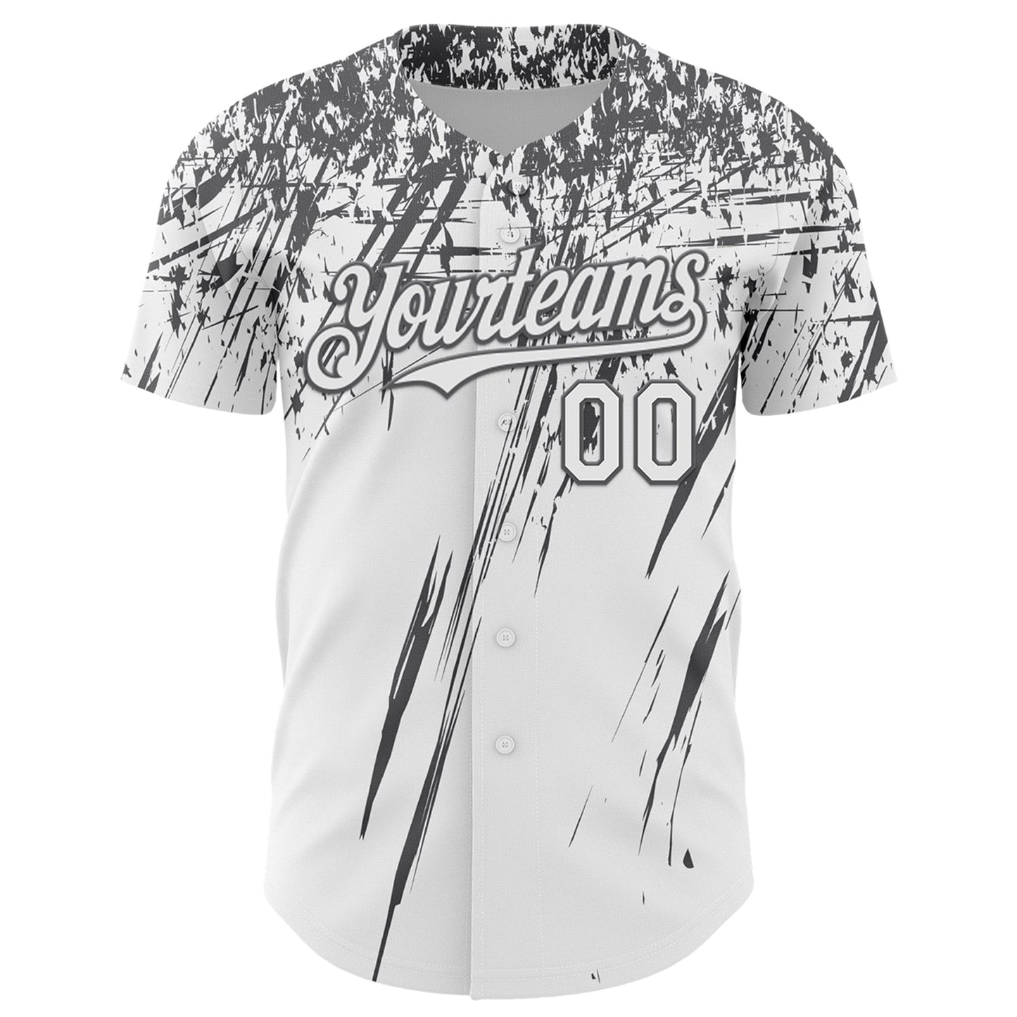 Custom White Steel Gray Distressed Scratch Brush Stroke Authentic Baseball Jersey view 2