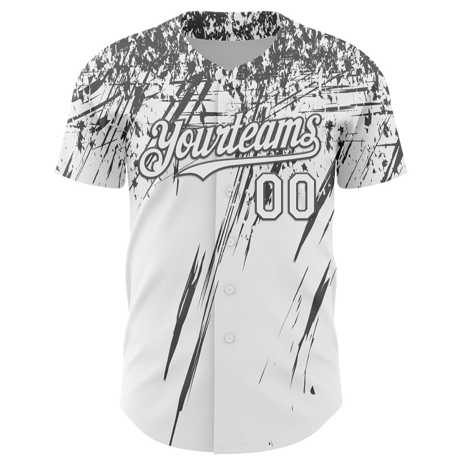 Custom White Steel Gray Distressed Scratch Brush Stroke Authentic Baseball Jersey view 2
