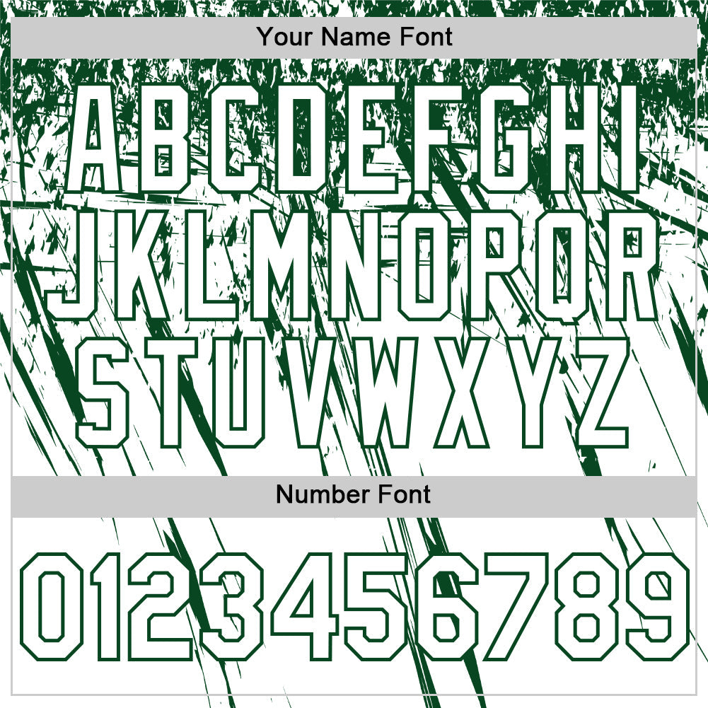 Custom White Green Distressed Scratch Brush Stroke Authentic Baseball Jersey view 5