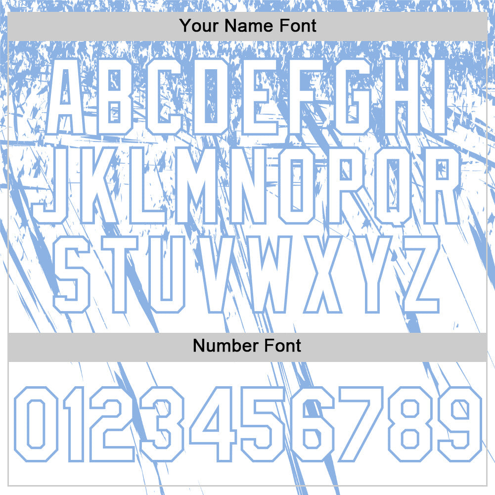 Custom White Light Blue Distressed Scratch Brush Stroke Authentic Baseball Jersey view 5