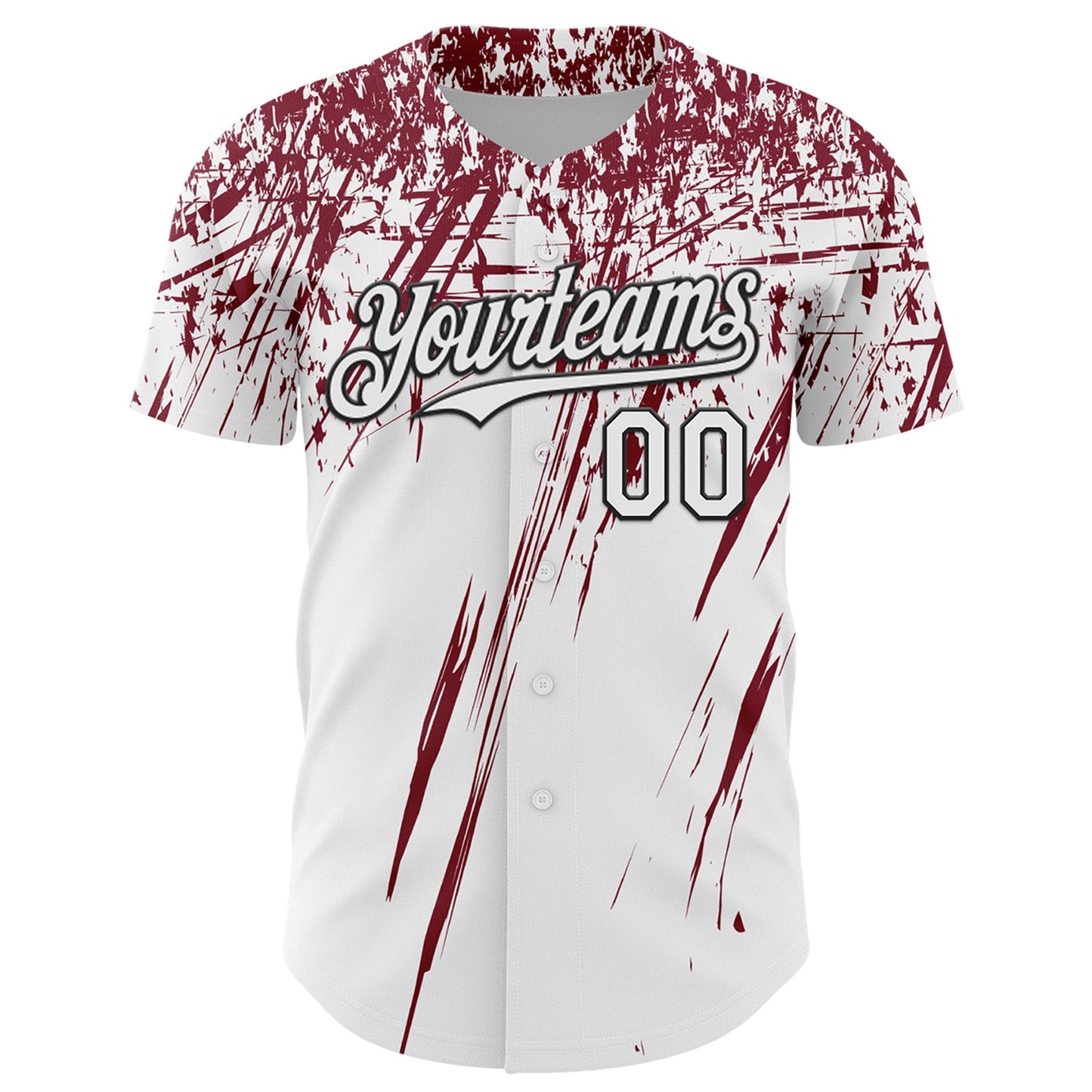 Custom White Crimson-Black Distressed Scratch Brush Stroke Authentic Baseball Jersey view 2