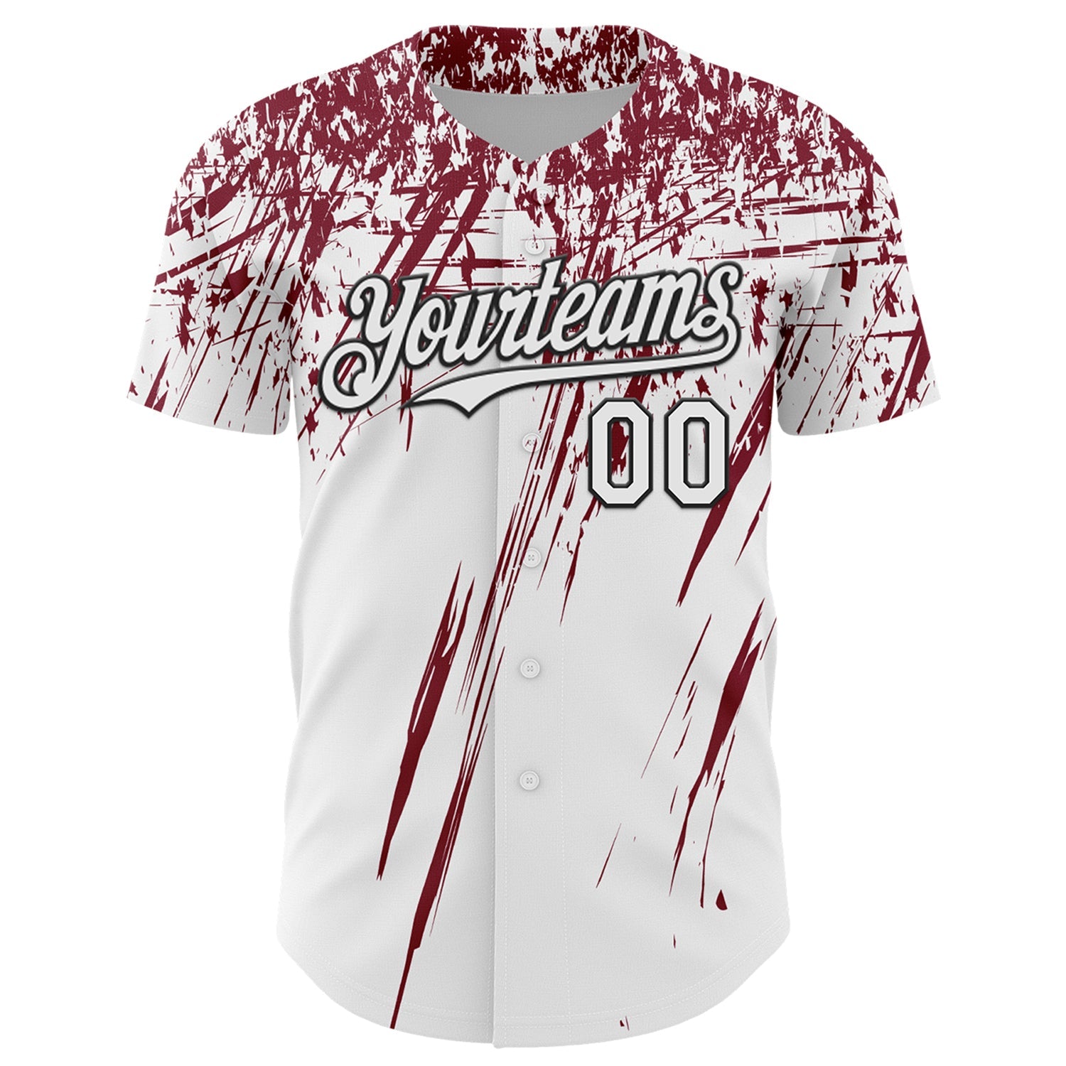 Custom White Crimson-Black Distressed Scratch Brush Stroke Authentic Baseball Jersey view 2