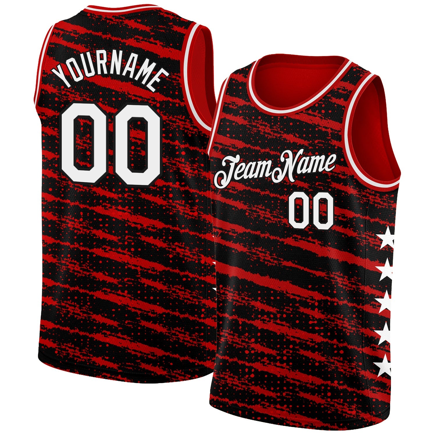 Custom Red White-Black Authentic City Edition Basketball Jersey - Main View
