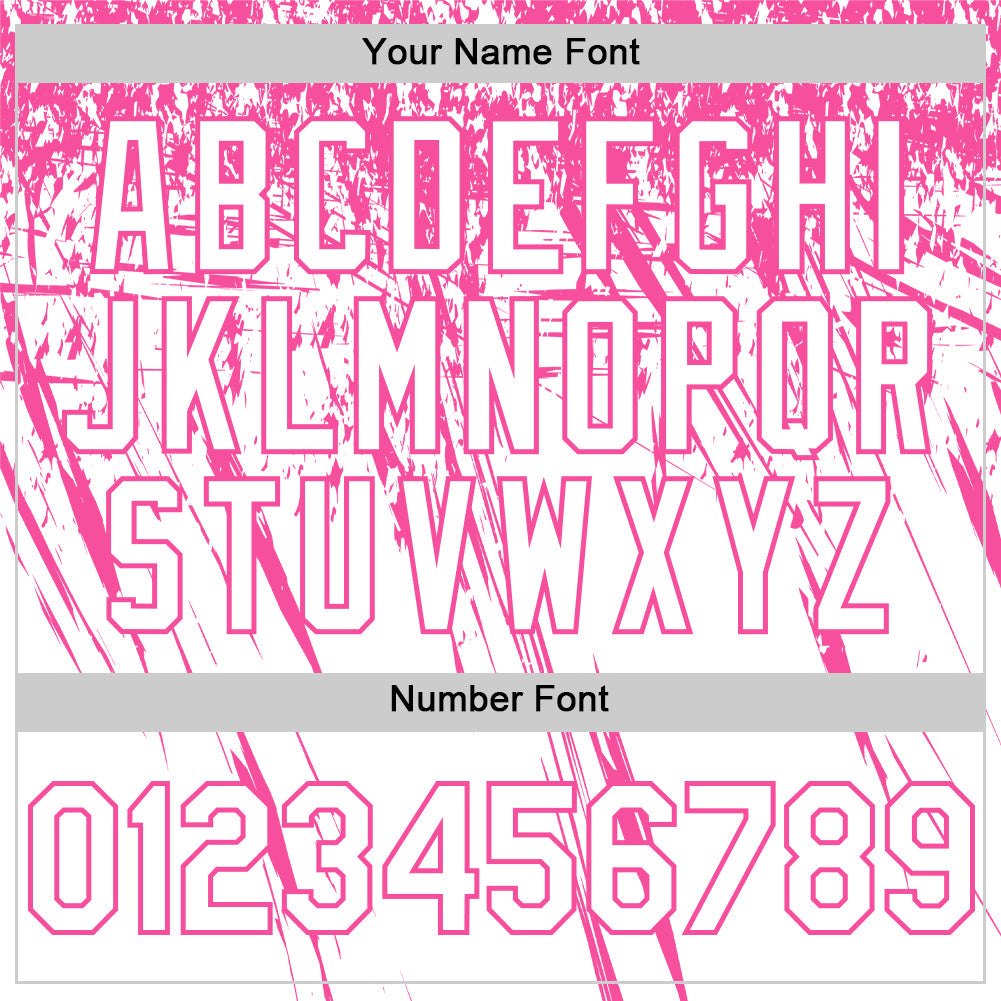 Custom White Pink Distressed Scratch Brush Stroke Authentic Baseball Jersey view 5