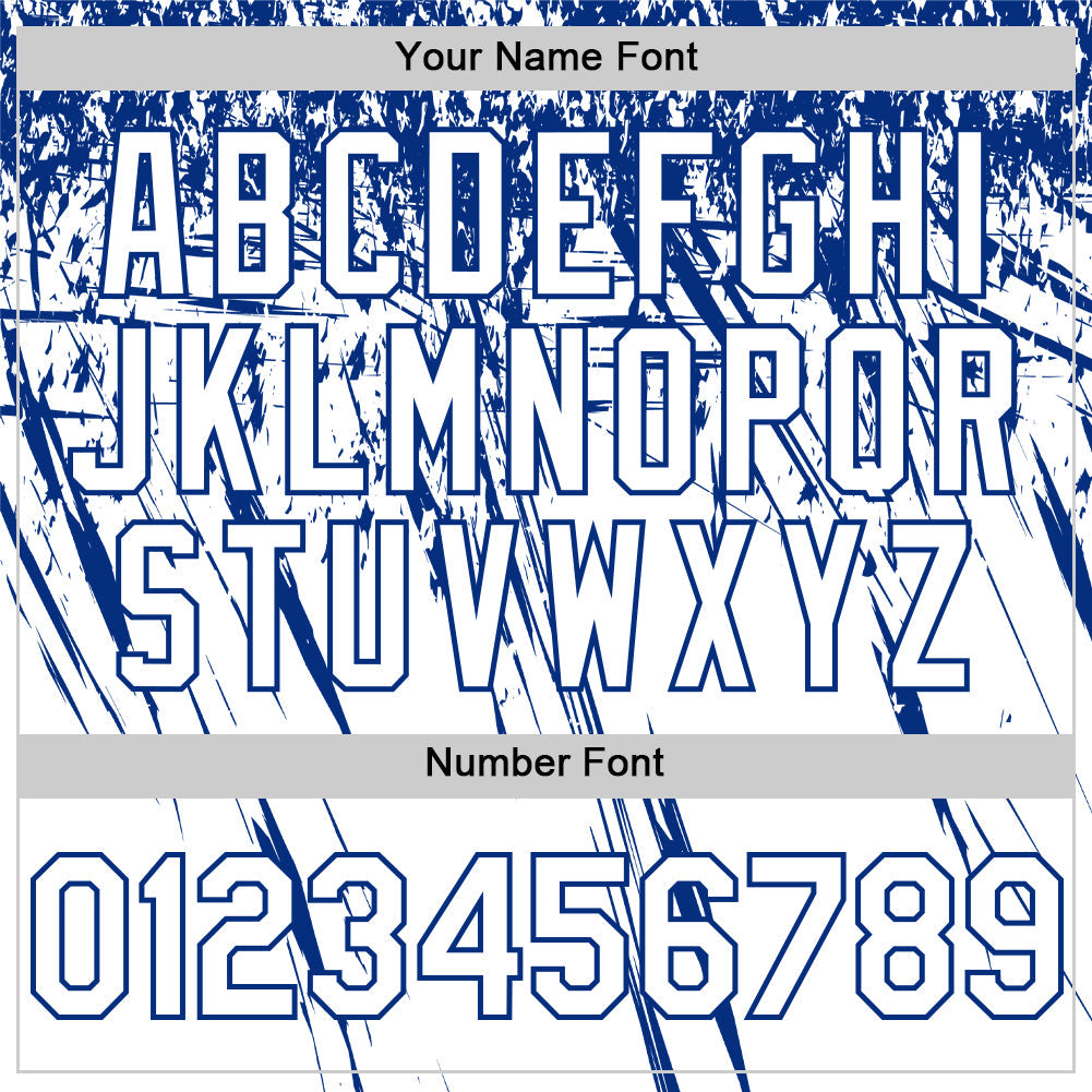 Custom White Royal Distressed Scratch Brush Stroke Authentic Baseball Jersey view 5