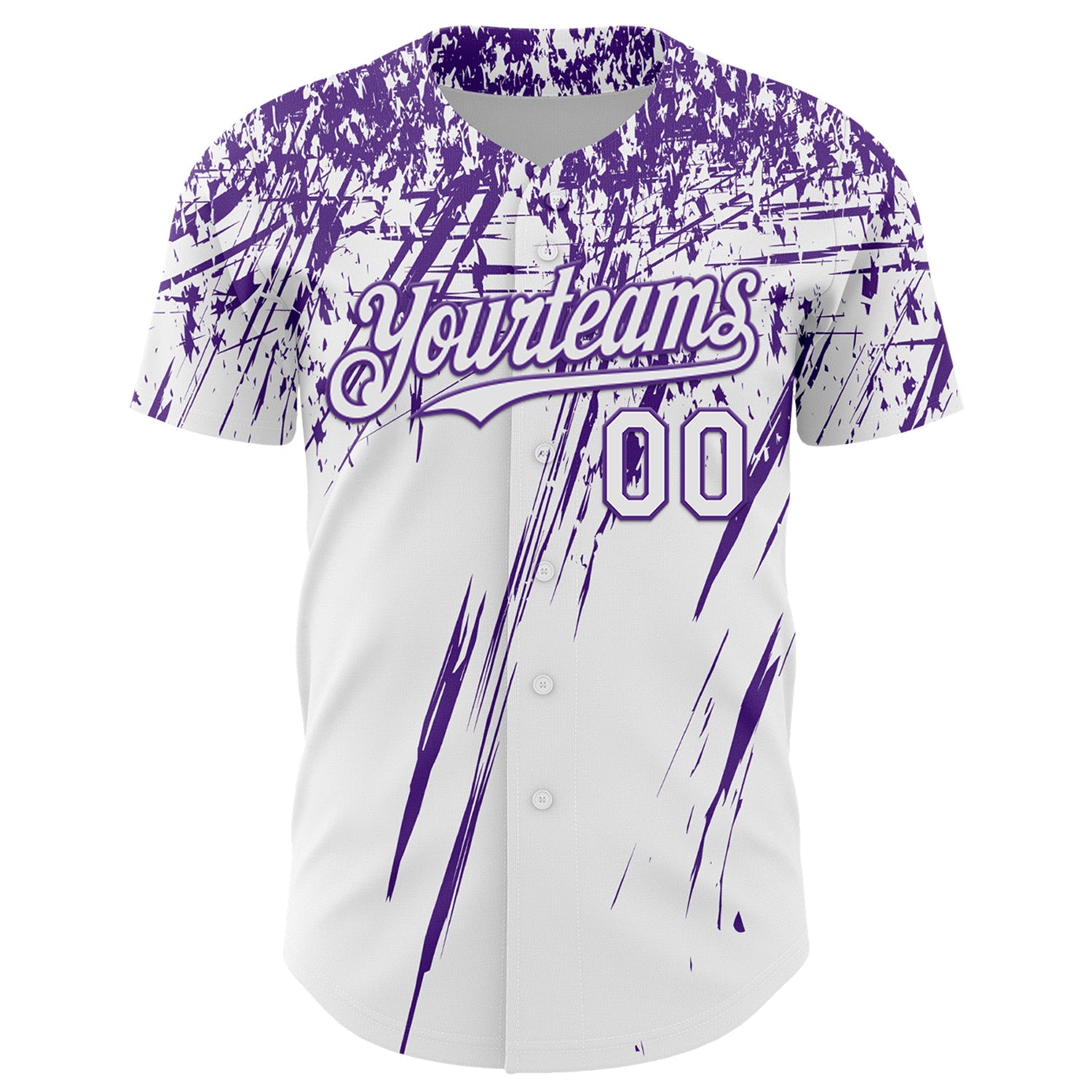 Custom White Purple Distressed Scratch Brush Stroke Authentic Baseball Jersey view 2