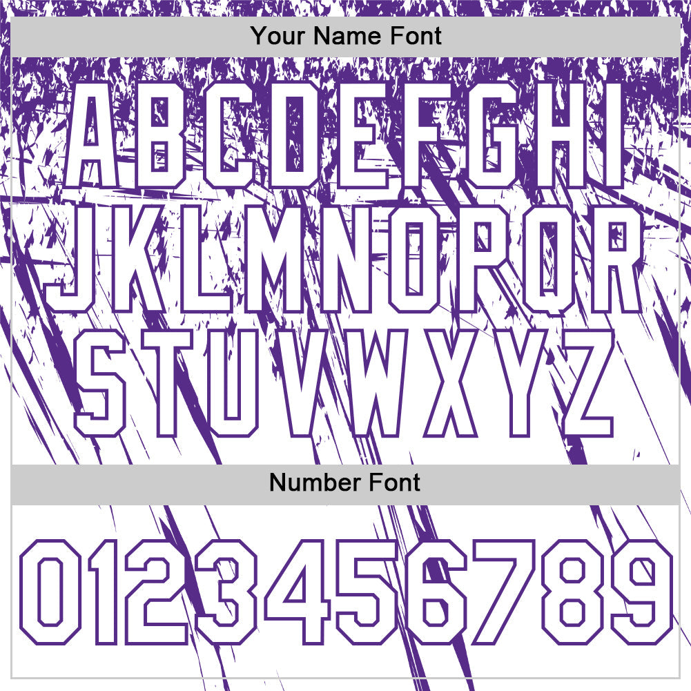Custom White Purple Distressed Scratch Brush Stroke Authentic Baseball Jersey view 5
