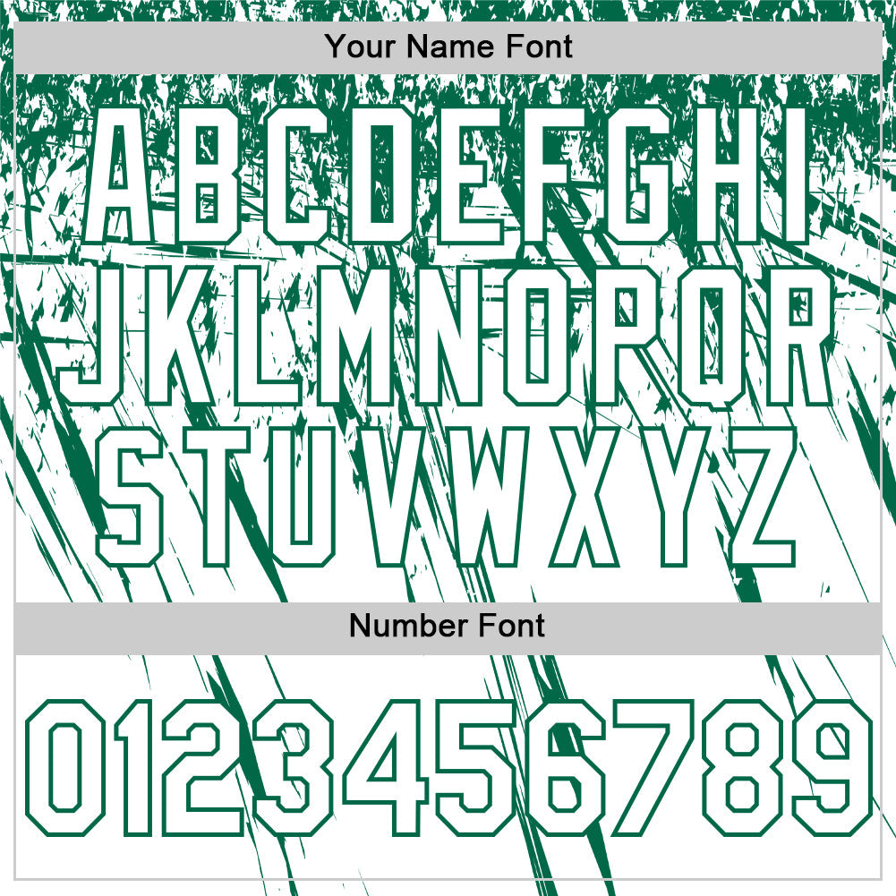 Custom White Kelly Green Distressed Scratch Brush Stroke Authentic Baseball Jersey view 5
