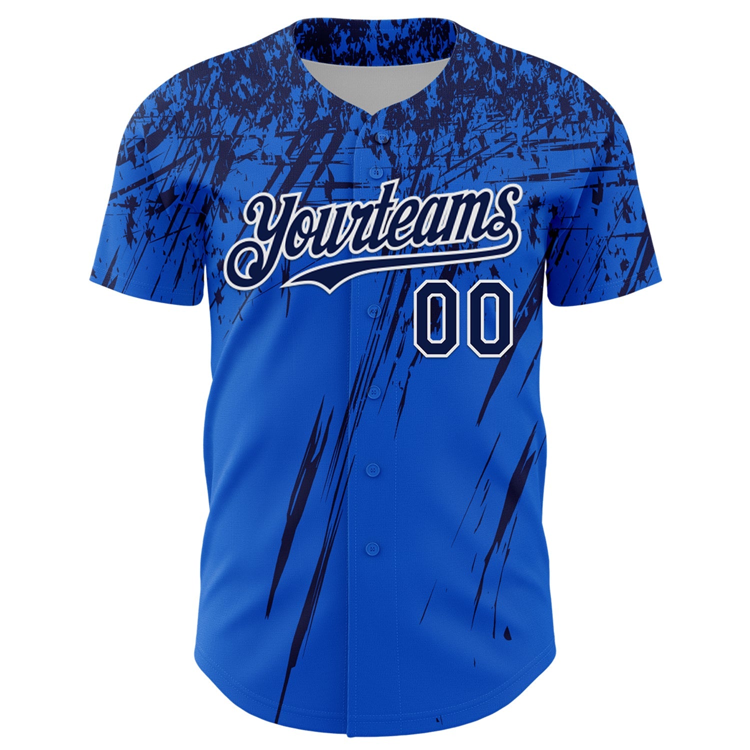 Custom Thunder Blue Navy-White Distressed Scratch Brush Stroke Authentic Baseball Jersey view 2