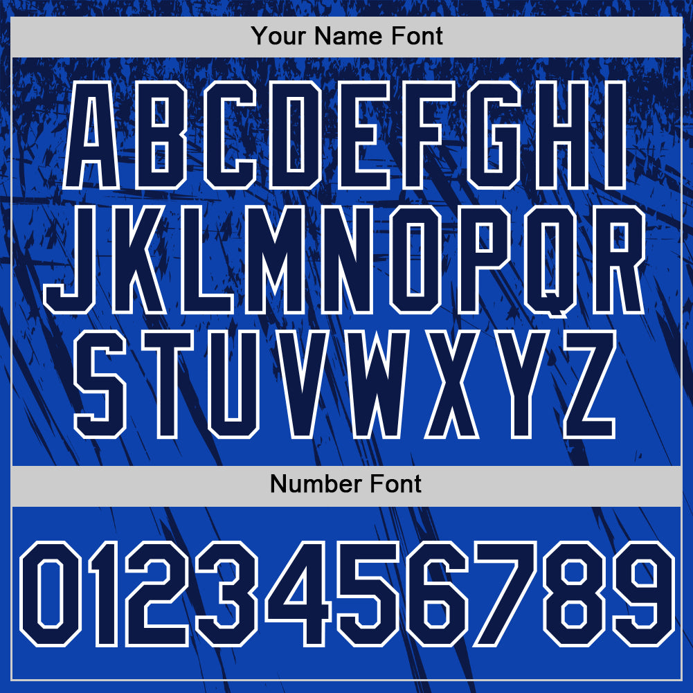 Custom Thunder Blue Navy-White Distressed Scratch Brush Stroke Authentic Baseball Jersey view 5