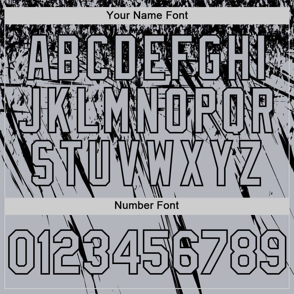 Custom Gray Black Distressed Scratch Brush Stroke Authentic Baseball Jersey view 5