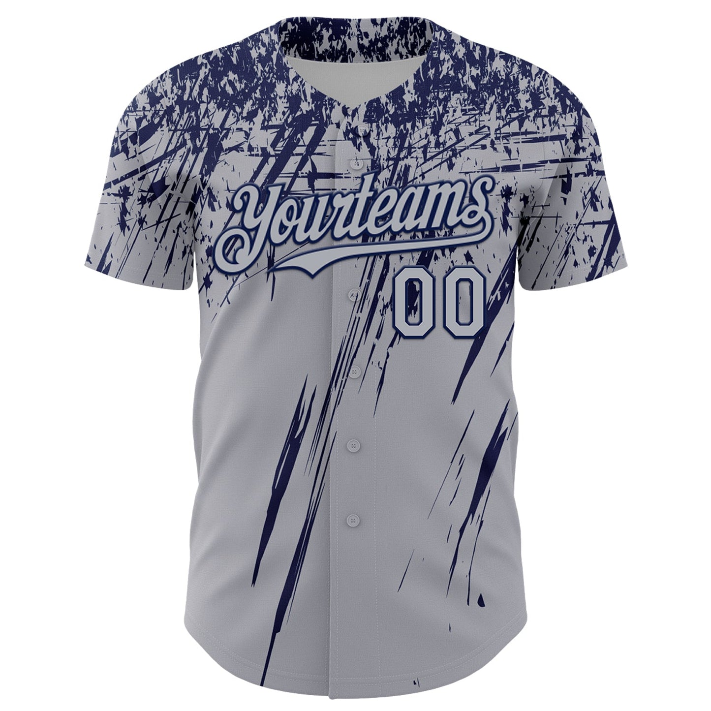 Custom Gray Navy Distressed Scratch Brush Stroke Authentic Baseball Jersey view 2